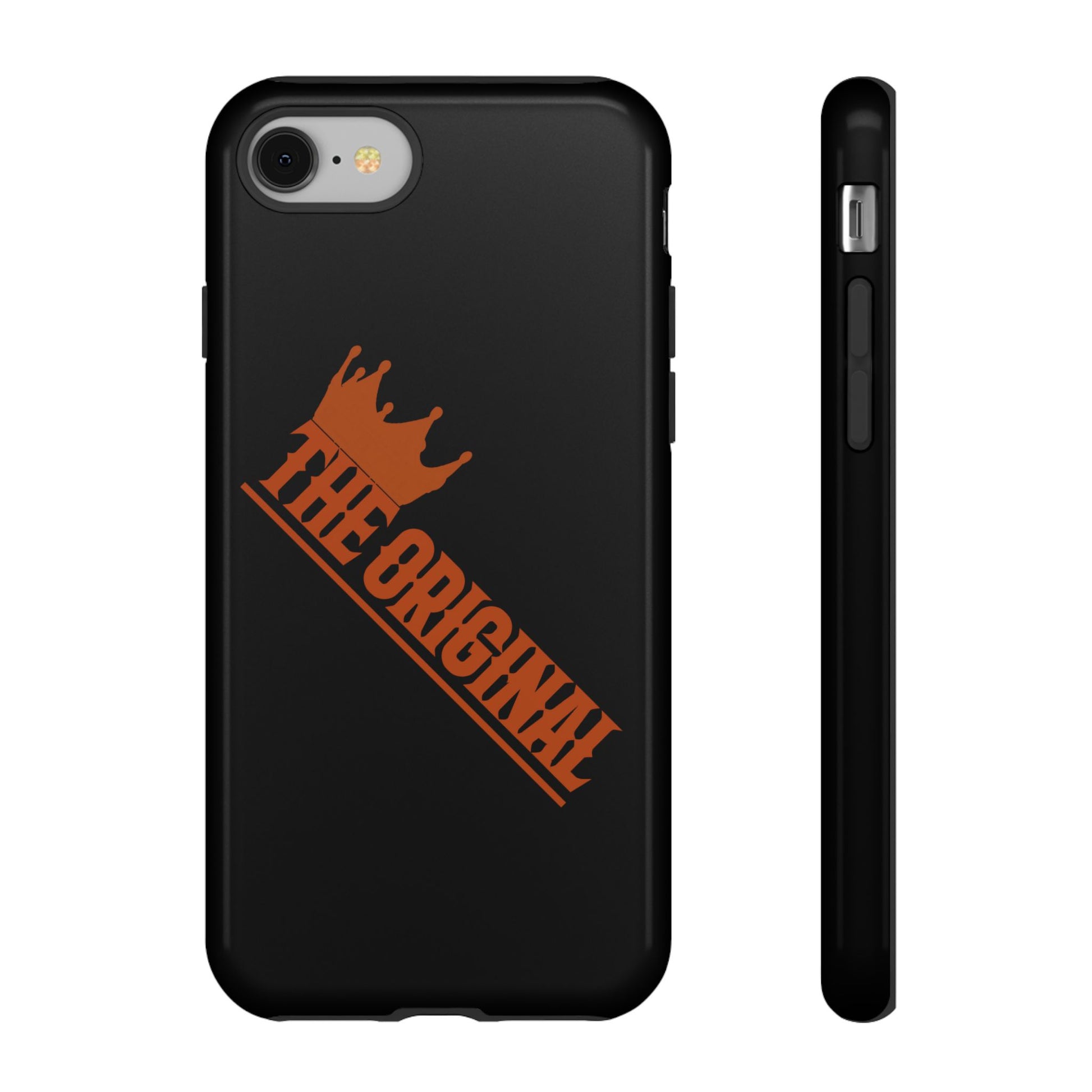 Black phone case with red THE ORIGINAL brand text – Christian streetwear style