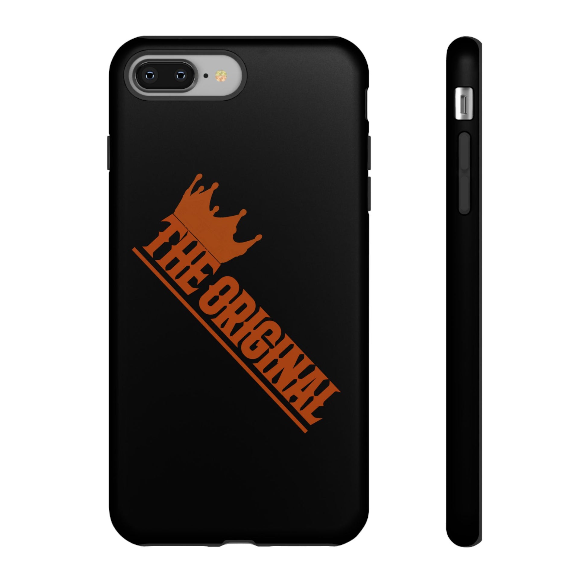 Black phone case with red THE ORIGINAL brand text – Christian streetwear style