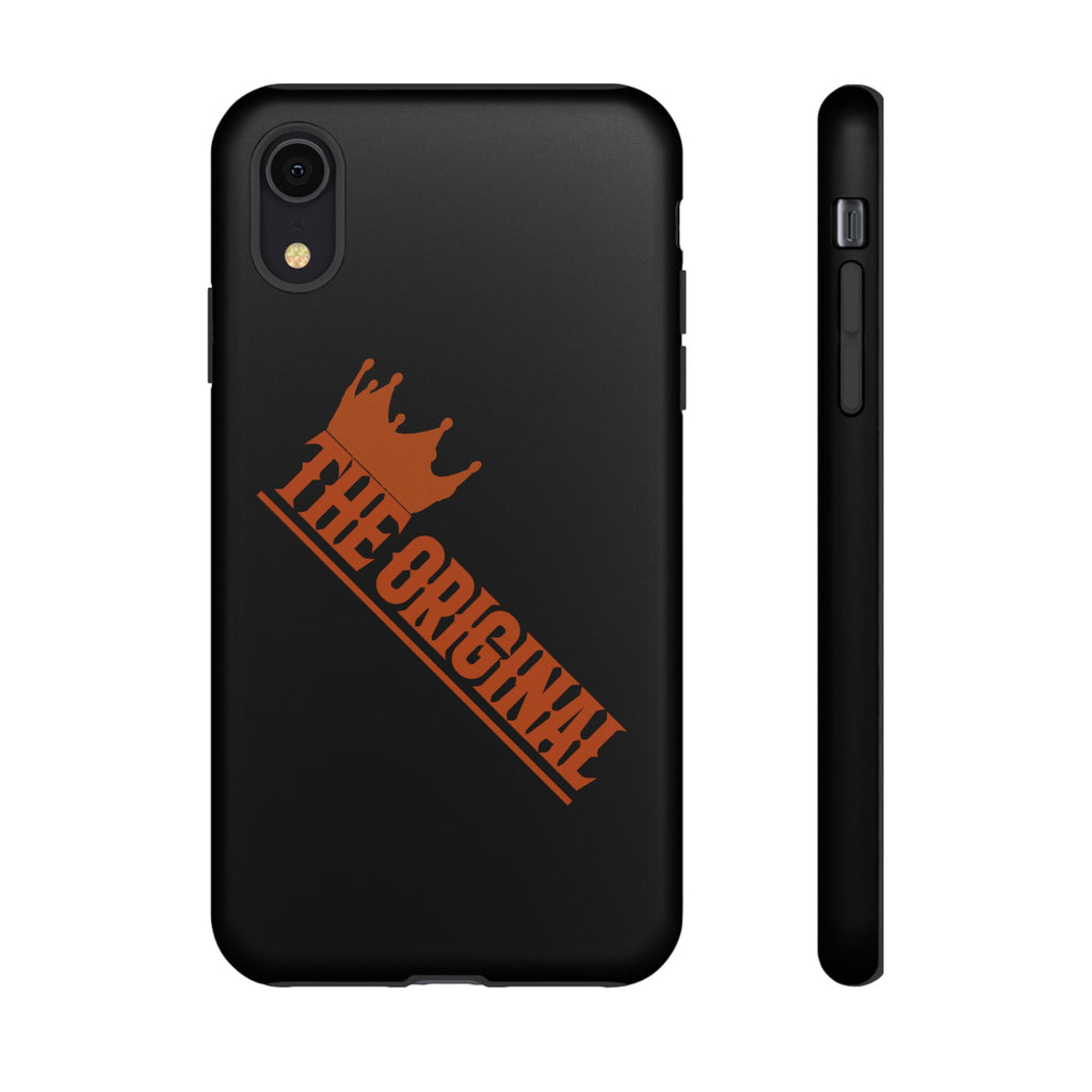 Black phone case with red THE ORIGINAL brand text – Christian streetwear style