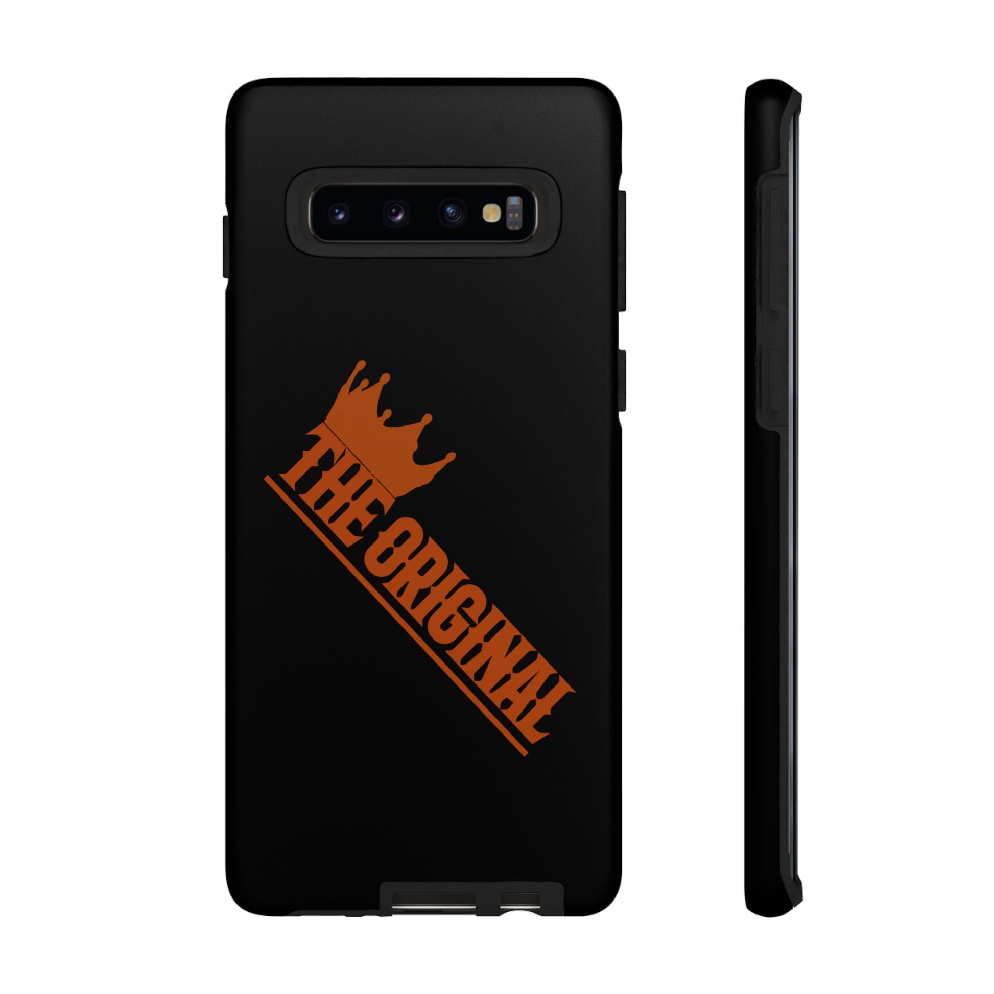 Black phone case with red THE ORIGINAL brand text – Christian streetwear style