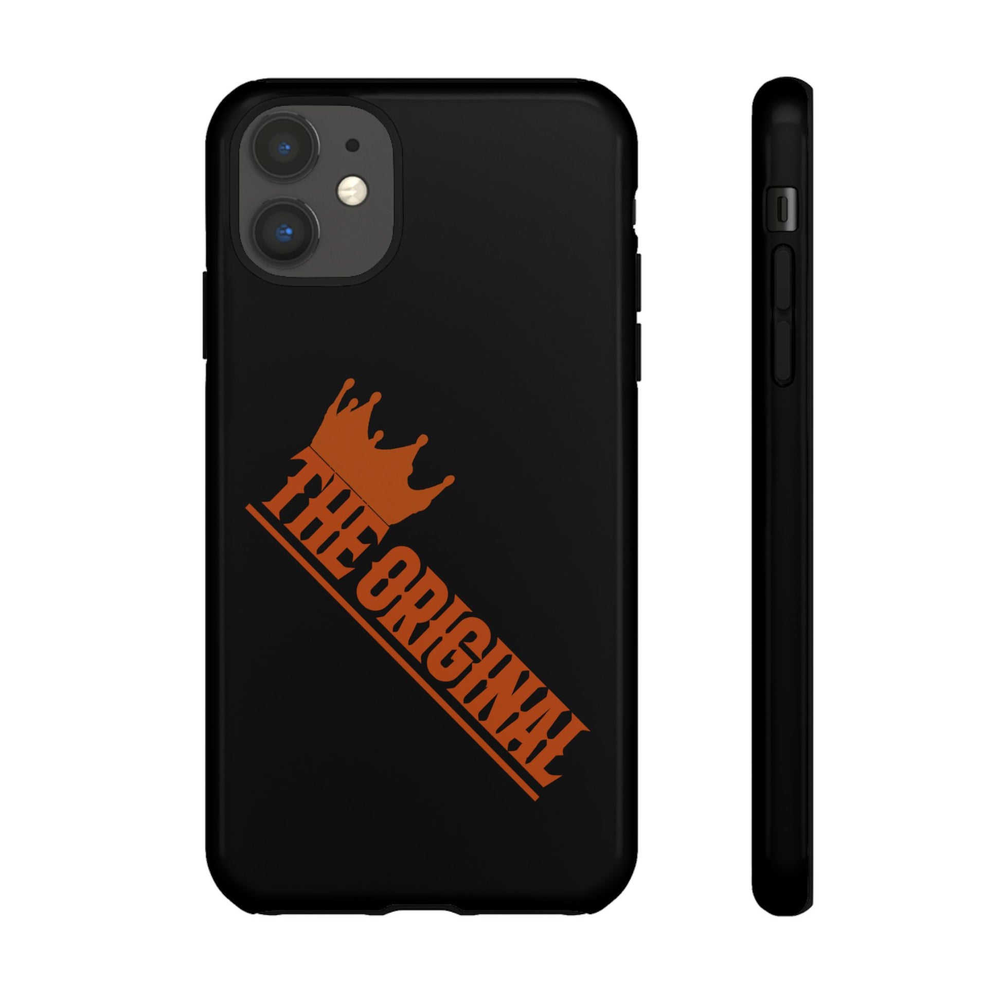 Black phone case with red THE ORIGINAL brand text – Christian streetwear style