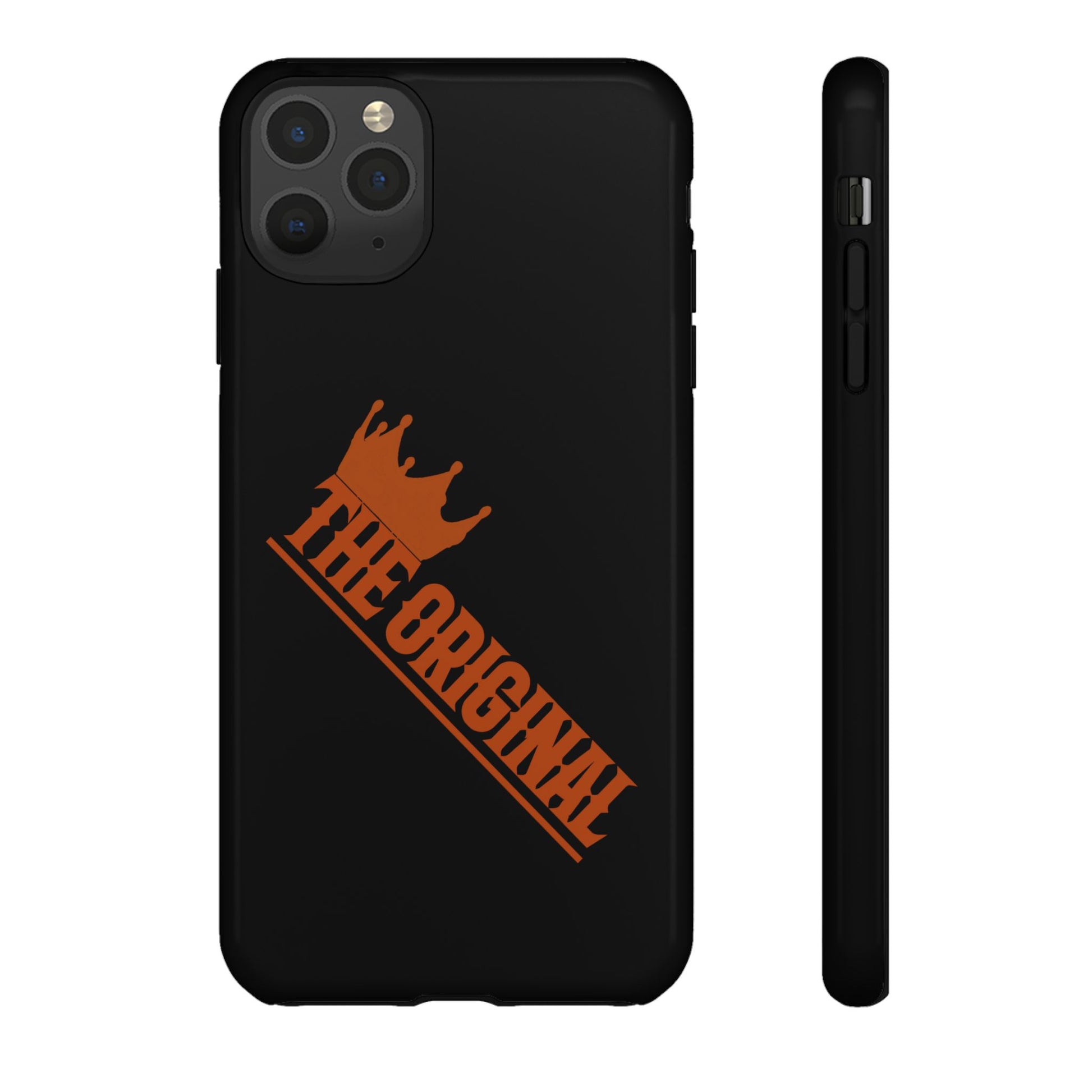 Black phone case with red THE ORIGINAL brand text – Christian streetwear style