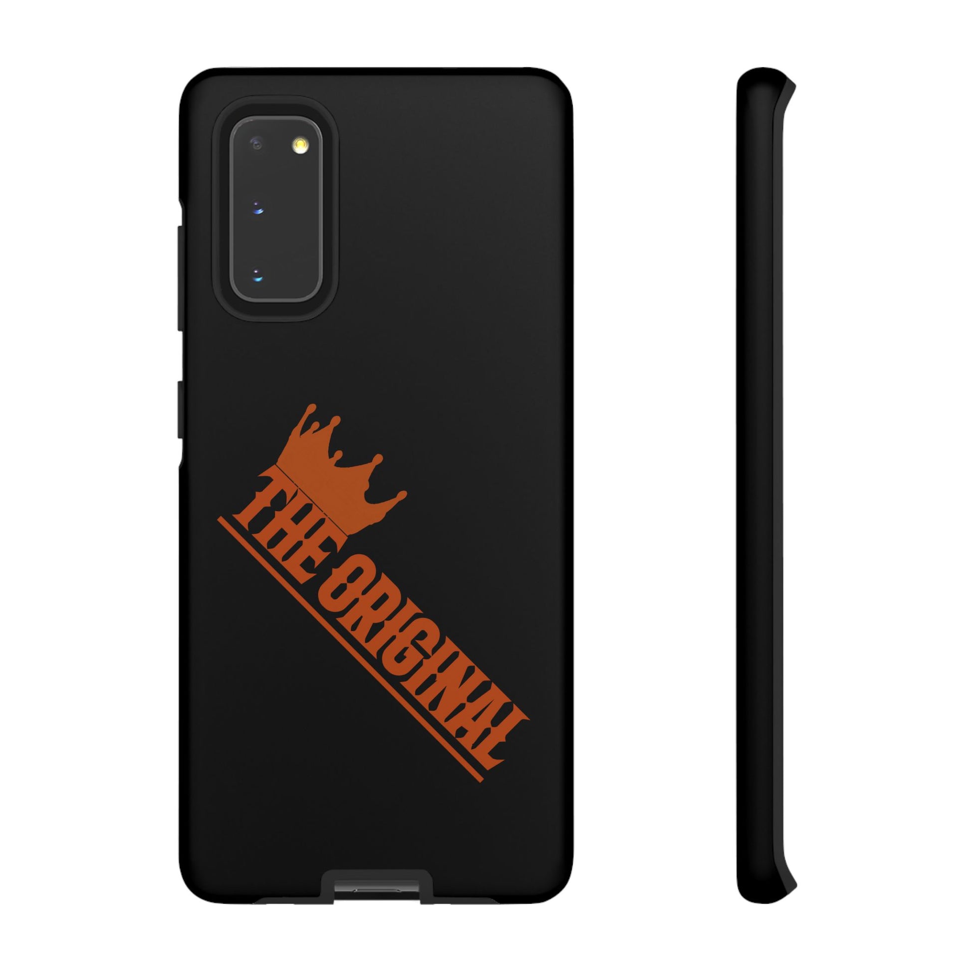 Black phone case with red THE ORIGINAL brand text – Christian streetwear style