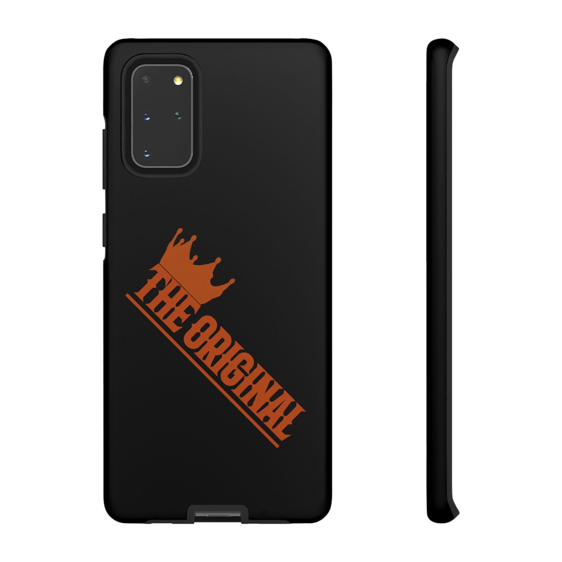 Black phone case with red THE ORIGINAL brand text – Christian streetwear style