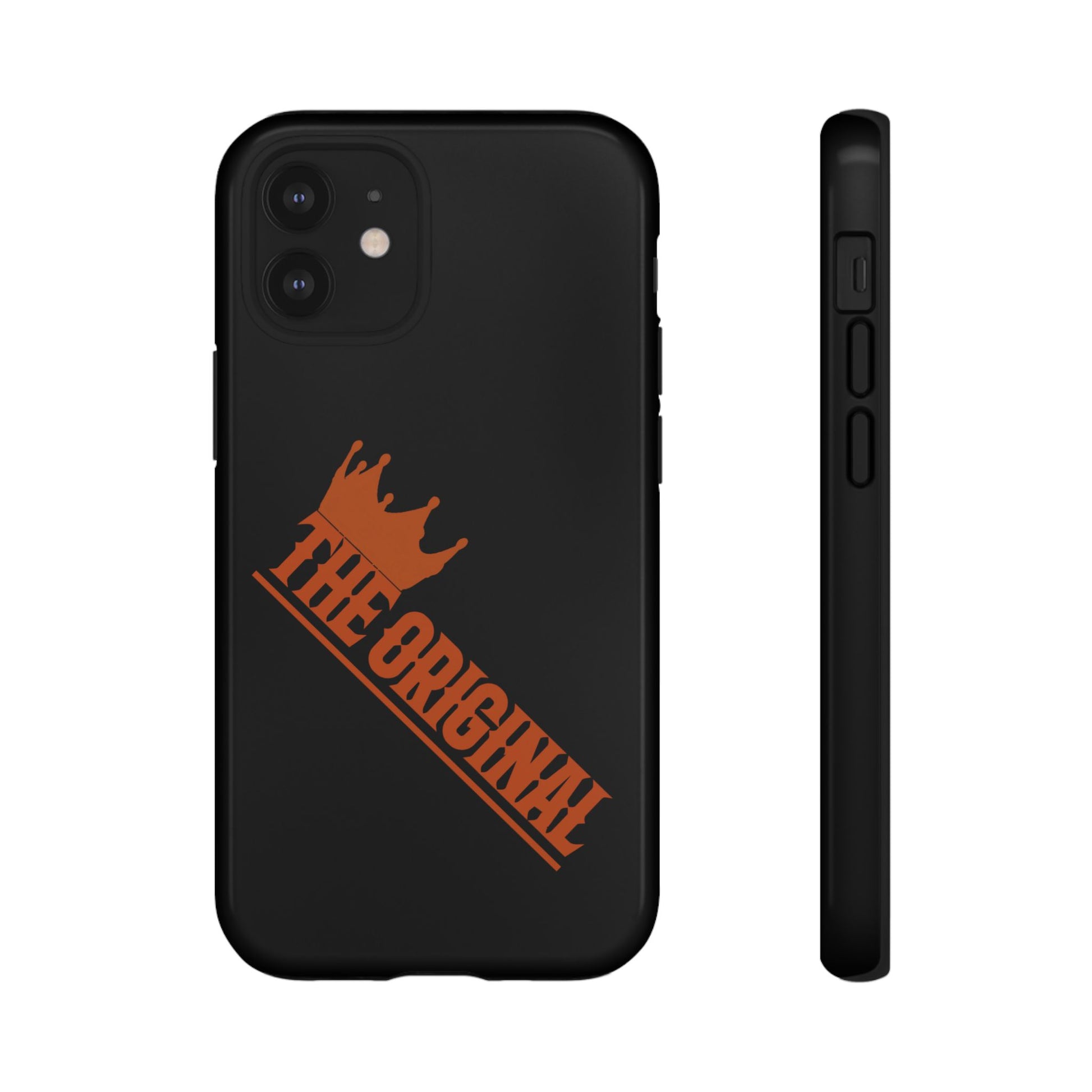 Black phone case with red THE ORIGINAL brand text – Christian streetwear style