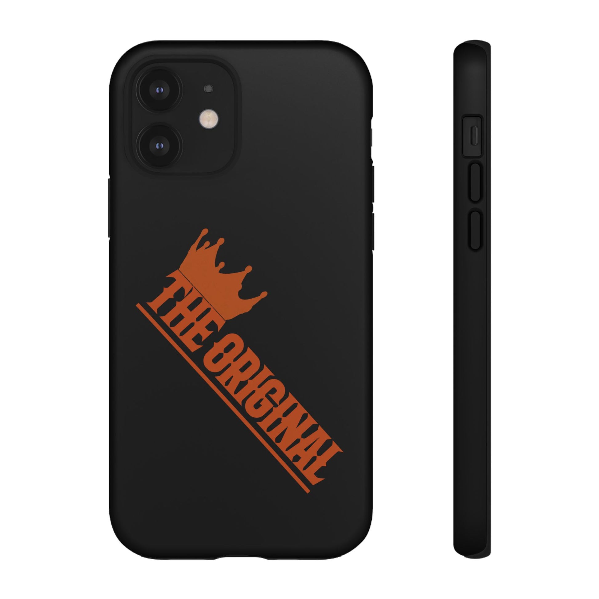 Black phone case with red THE ORIGINAL brand text – Christian streetwear style