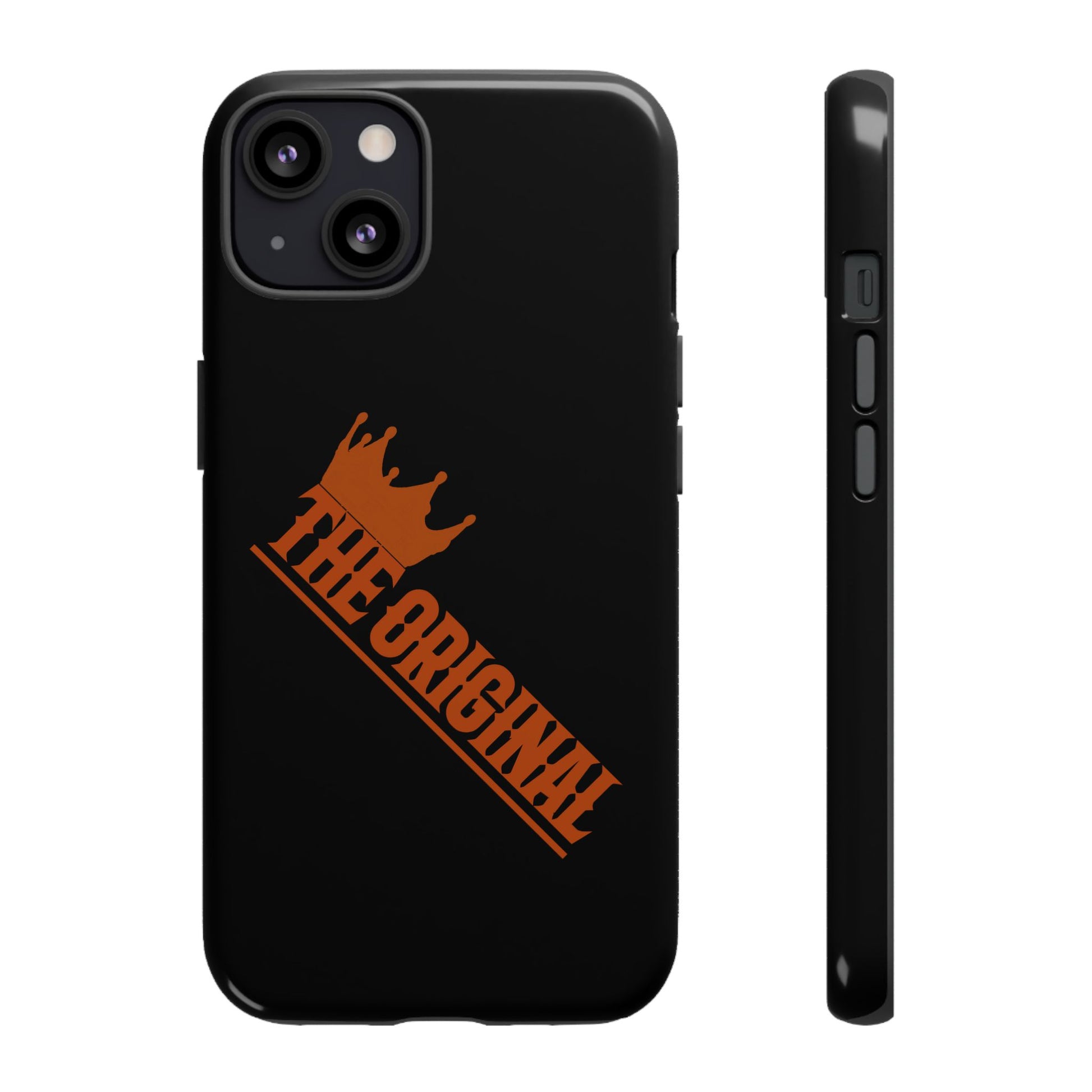 Black phone case with red THE ORIGINAL brand text – Christian streetwear style