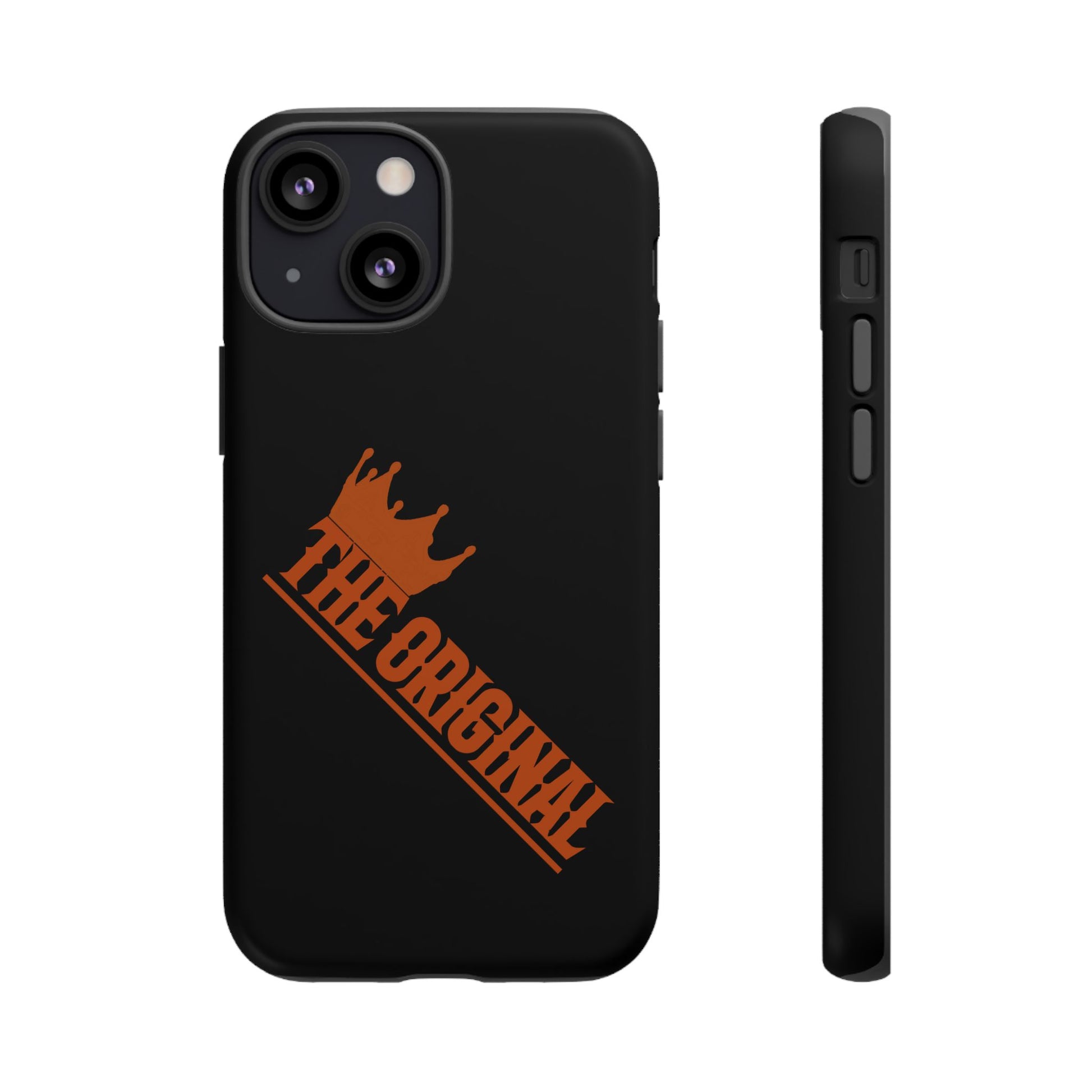Black phone case with red THE ORIGINAL brand text – Christian streetwear style