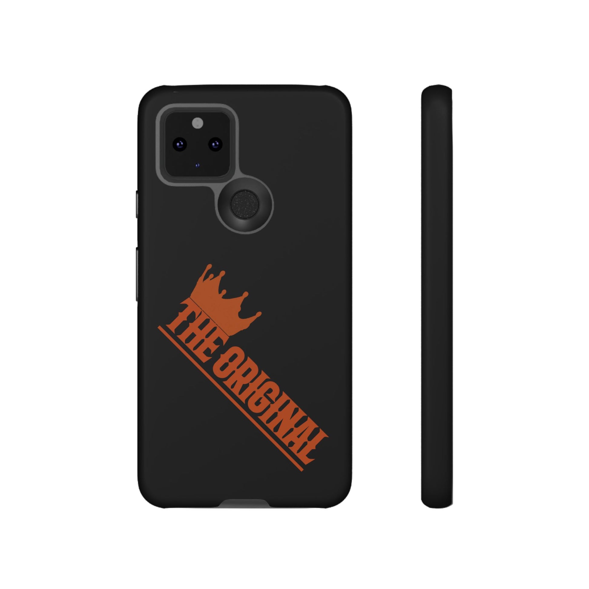 Black phone case with red THE ORIGINAL brand text – Christian streetwear style