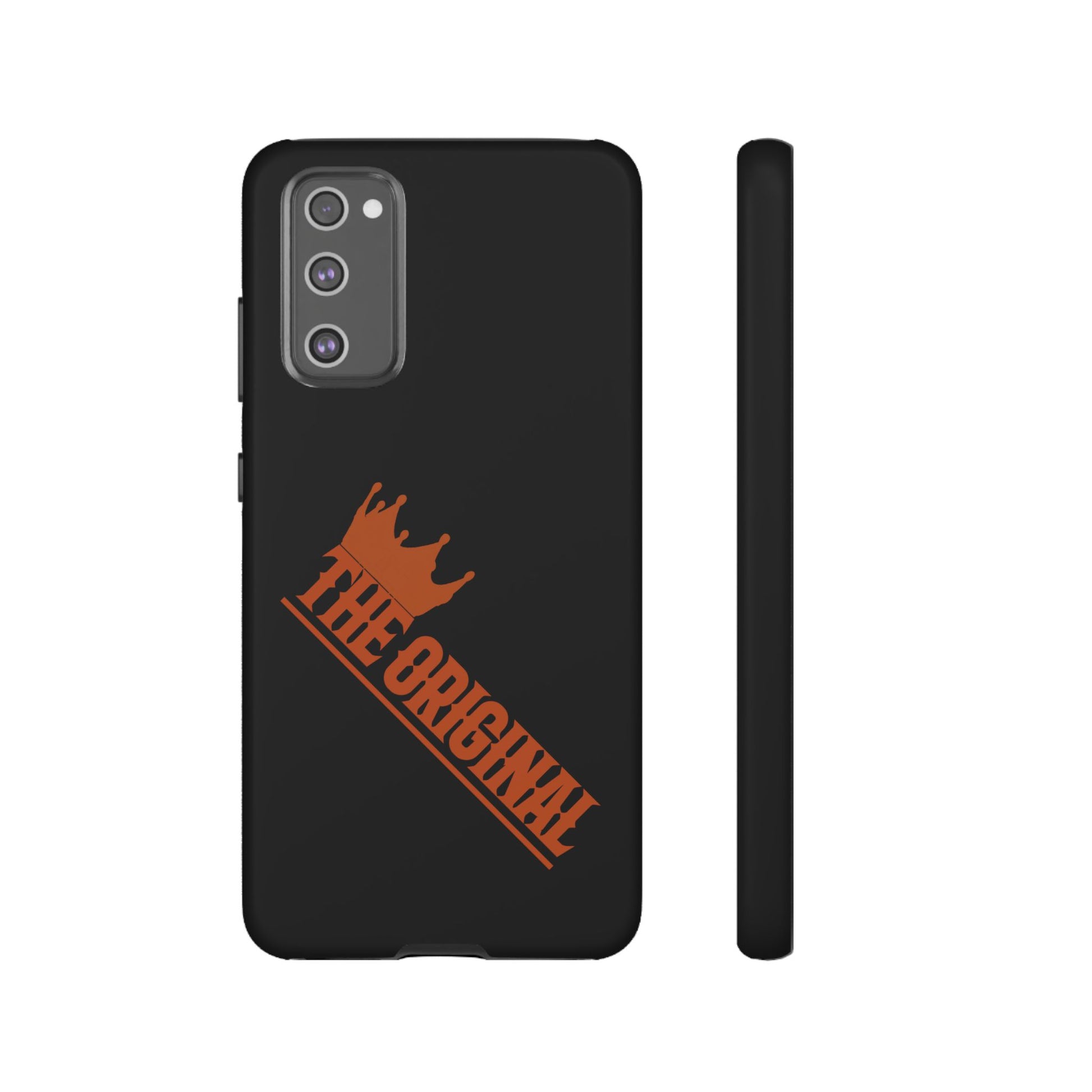 Black phone case with red THE ORIGINAL brand text – Christian streetwear style