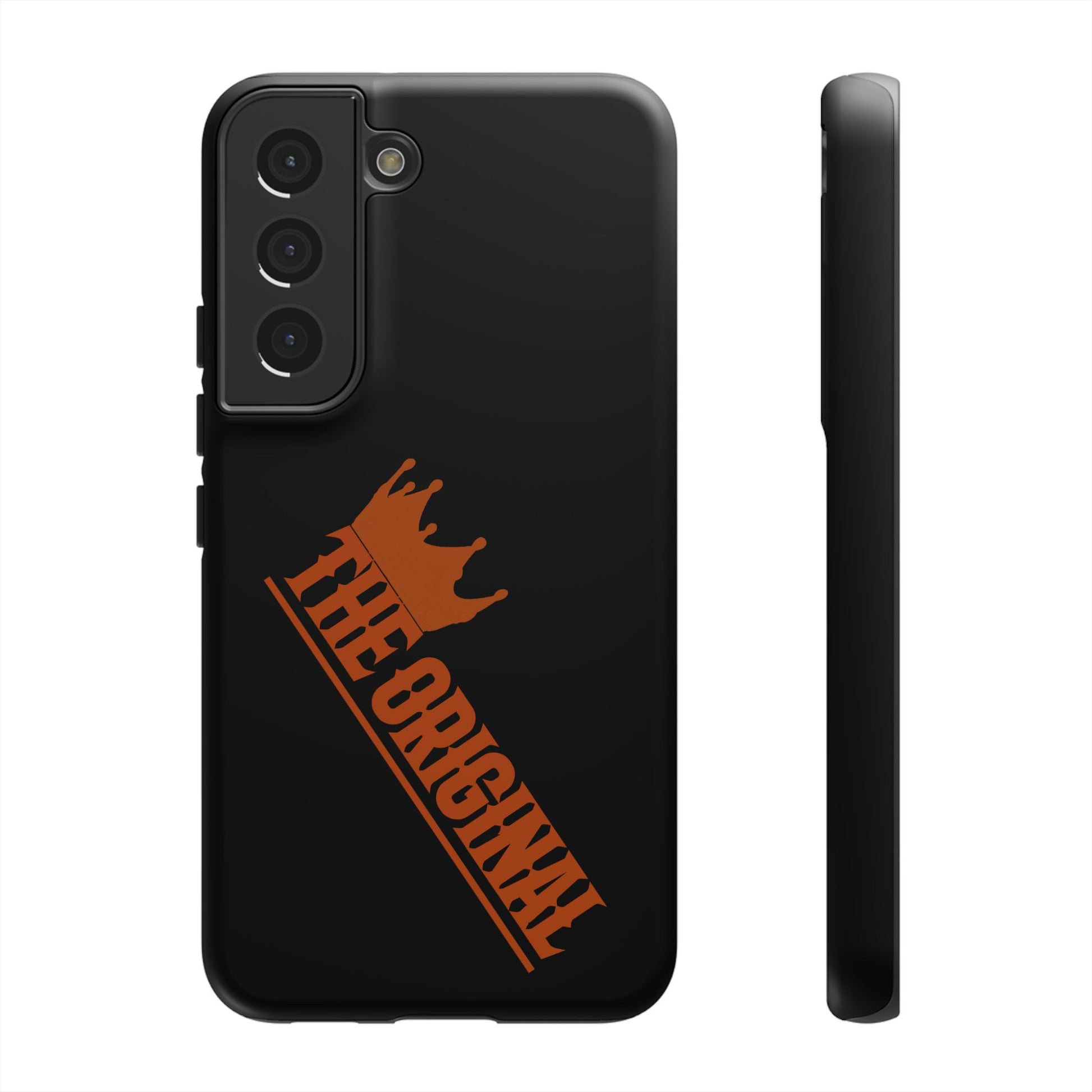 Black phone case with red THE ORIGINAL brand text – Christian streetwear style