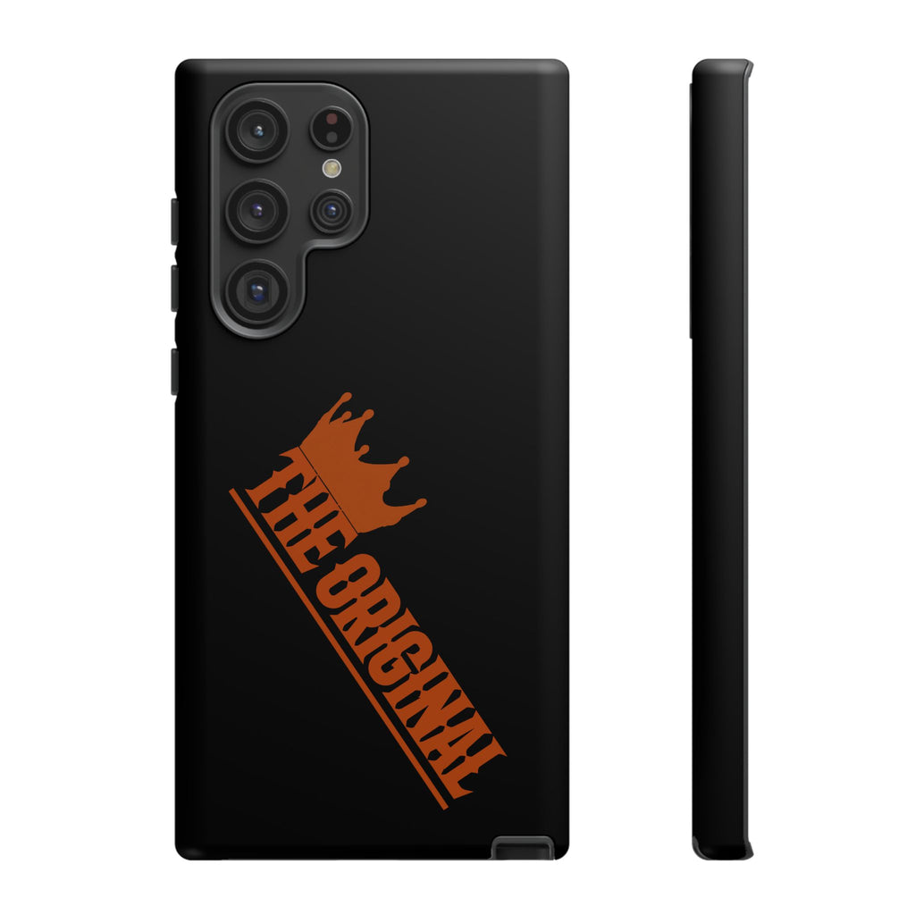 Black phone case with red THE ORIGINAL brand text – Christian streetwear style