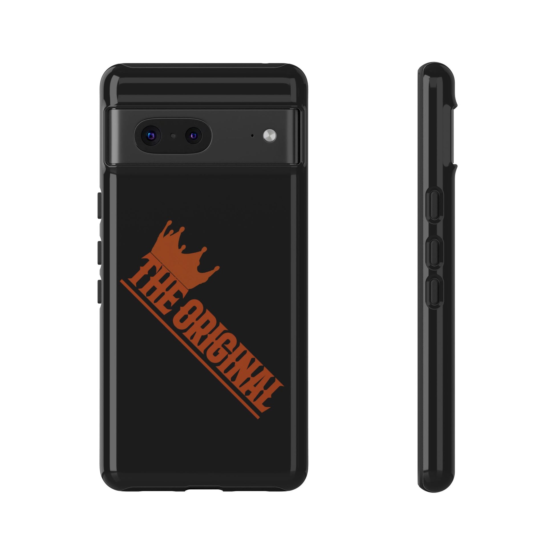 Black phone case with red THE ORIGINAL brand text – Christian streetwear style