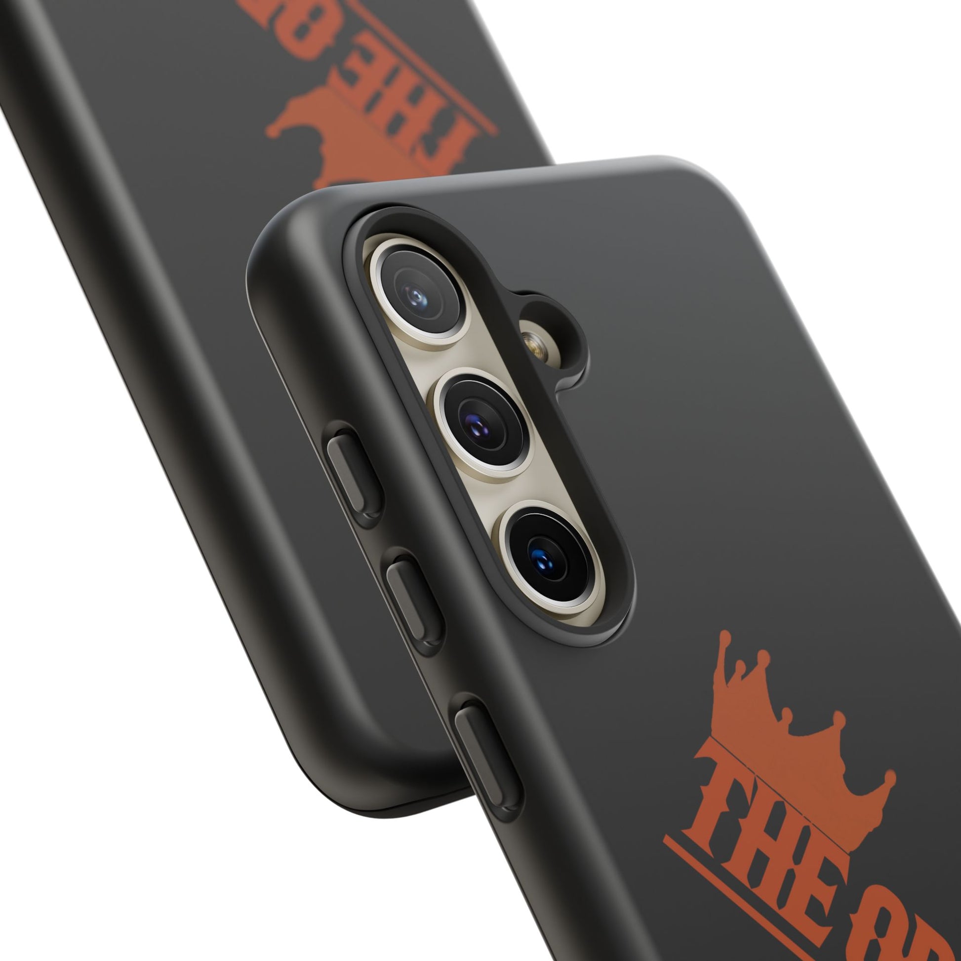 Black phone case with red THE ORIGINAL brand text – Christian streetwear style