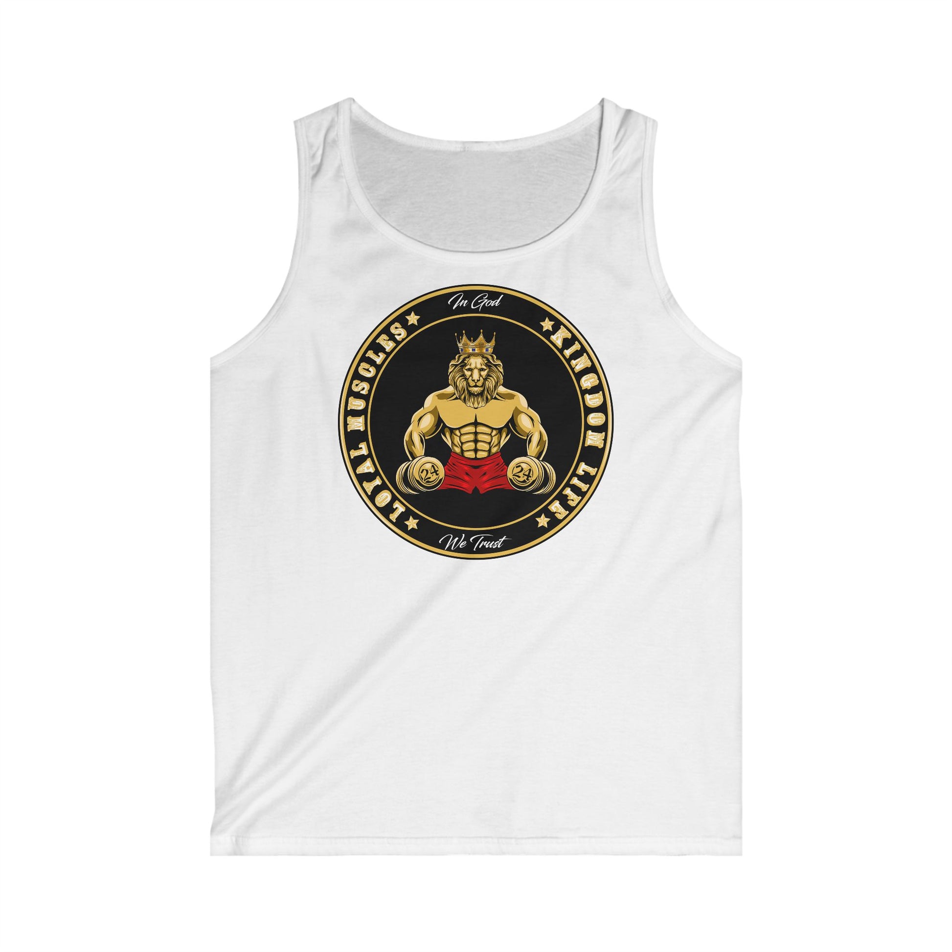 Front view of LOYAL MUSCLE men’s tank top – Christian summer gymwear