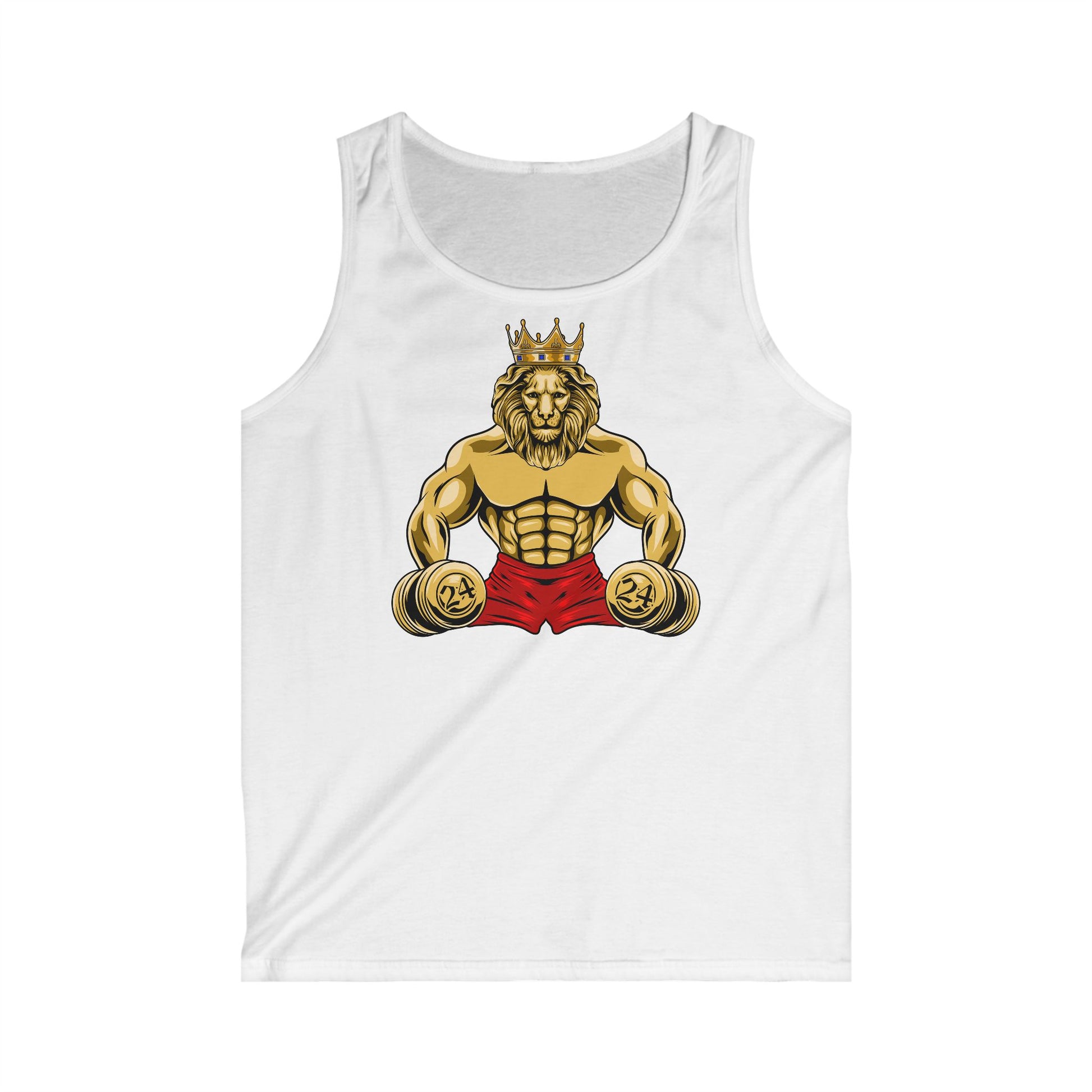 White tank top with our imprint MUSCLE LION