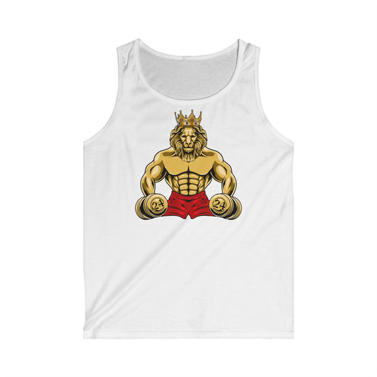 White tank top with our imprint MUSCLE LION