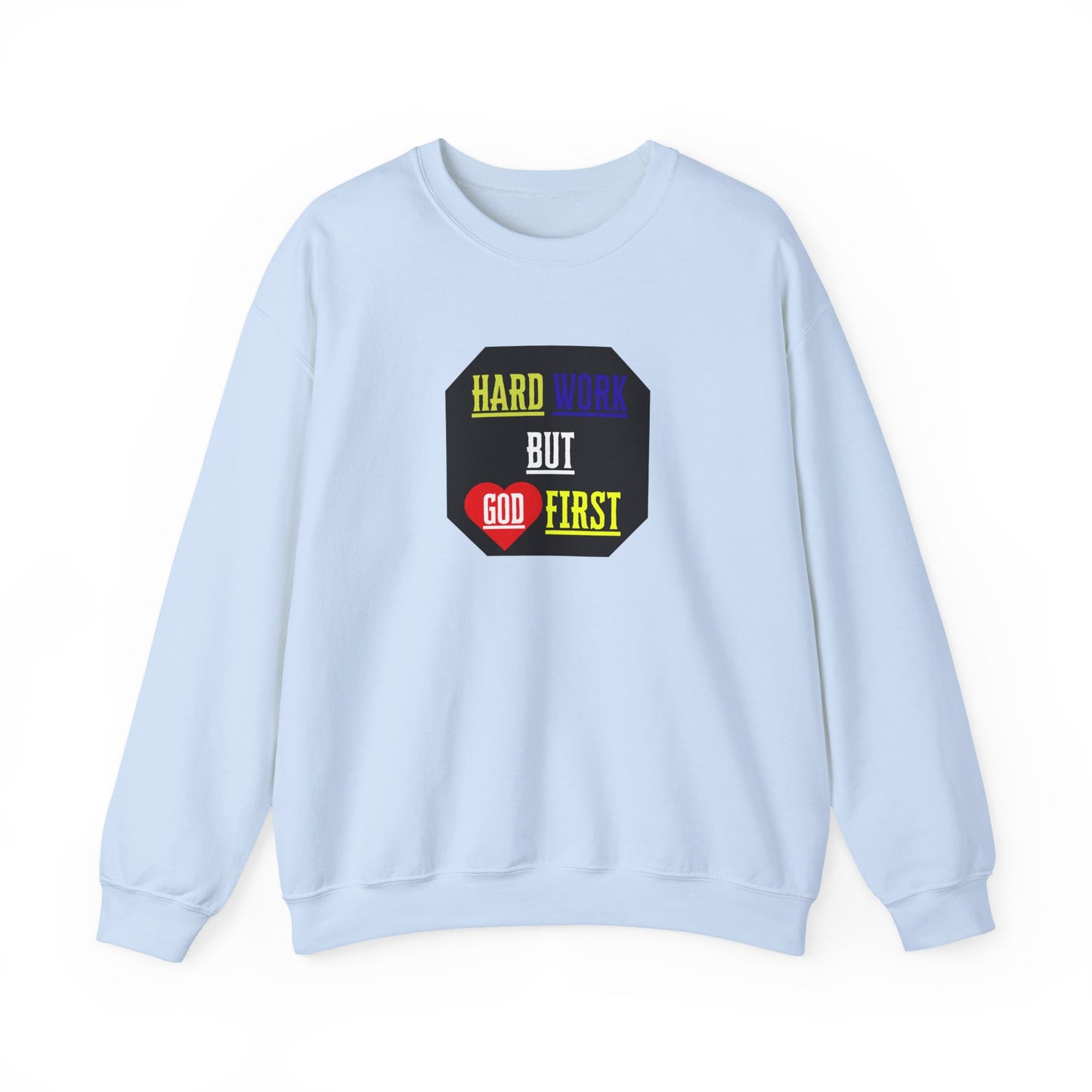 Unisex baby blue Christian sweatshirt with bold lines design