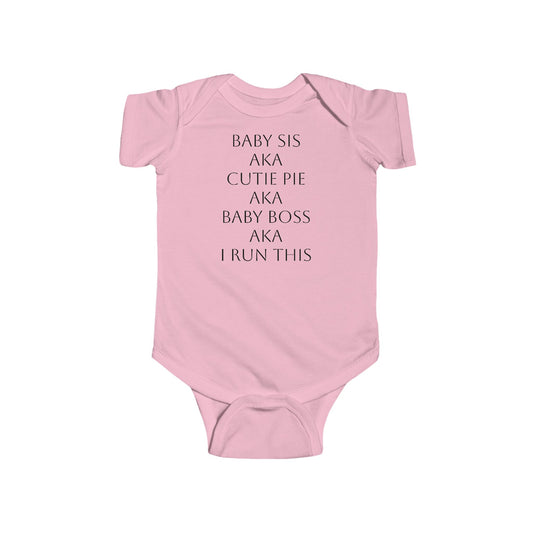 Close-up of BOLD LINES print on babypink infant onesie