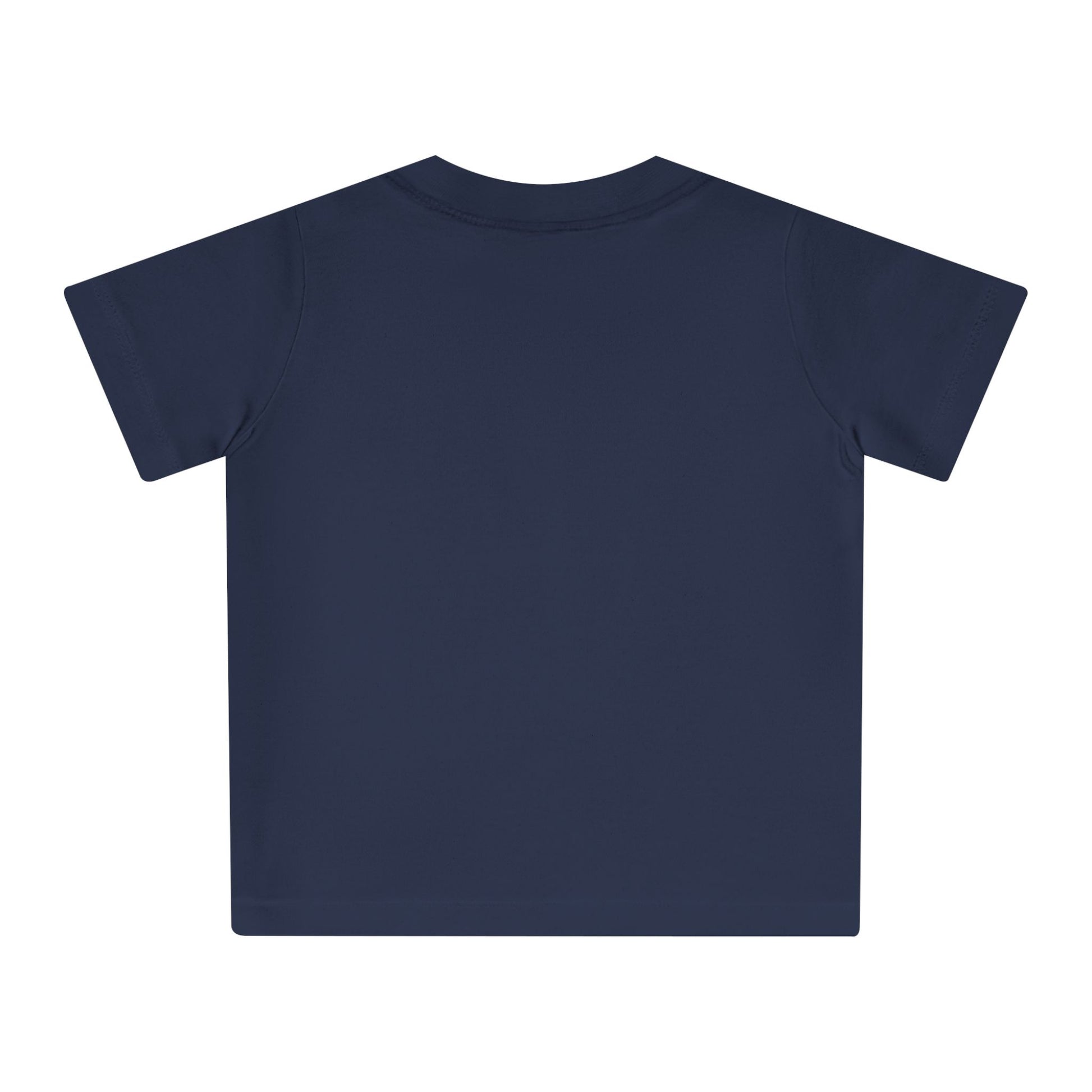 back of LOYAL PRINCE organic cotton baby t-shirt in marine blue– Christian faithwear