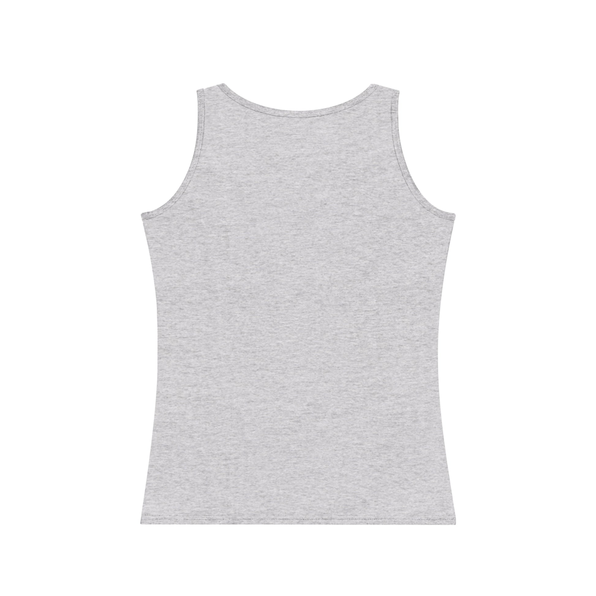 the back of grey SUPERMOM tank top with printed design – ideal Mother's Day gift in breathable cotton