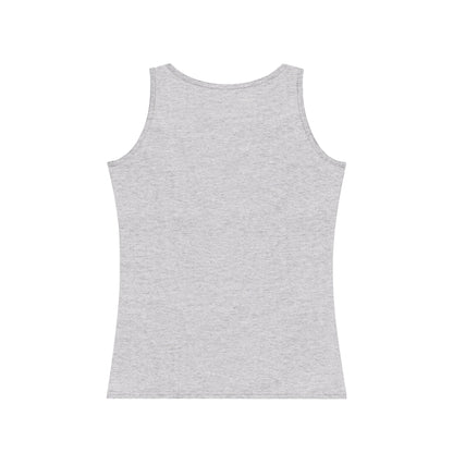 the back of grey SUPERMOM tank top with printed design – ideal Mother's Day gift in breathable cotton