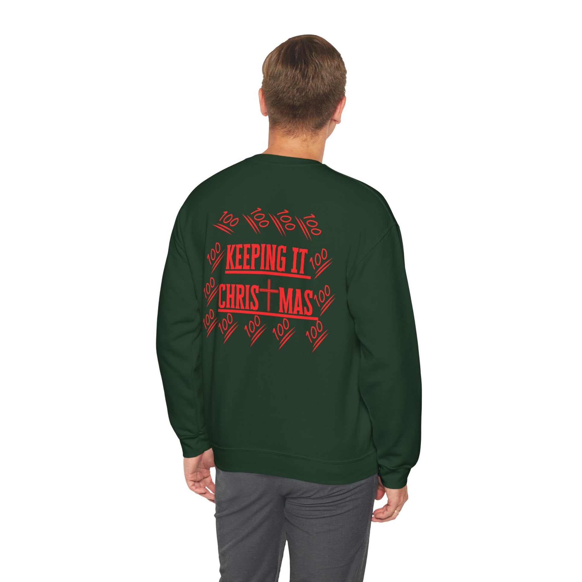 Back view of model wearing crewneck sweatshirt from The Original