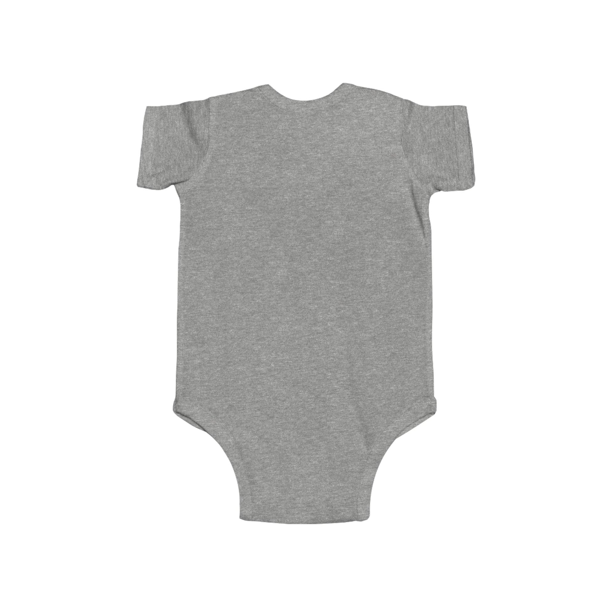 Back view of infant bodysuit with Christian message print
