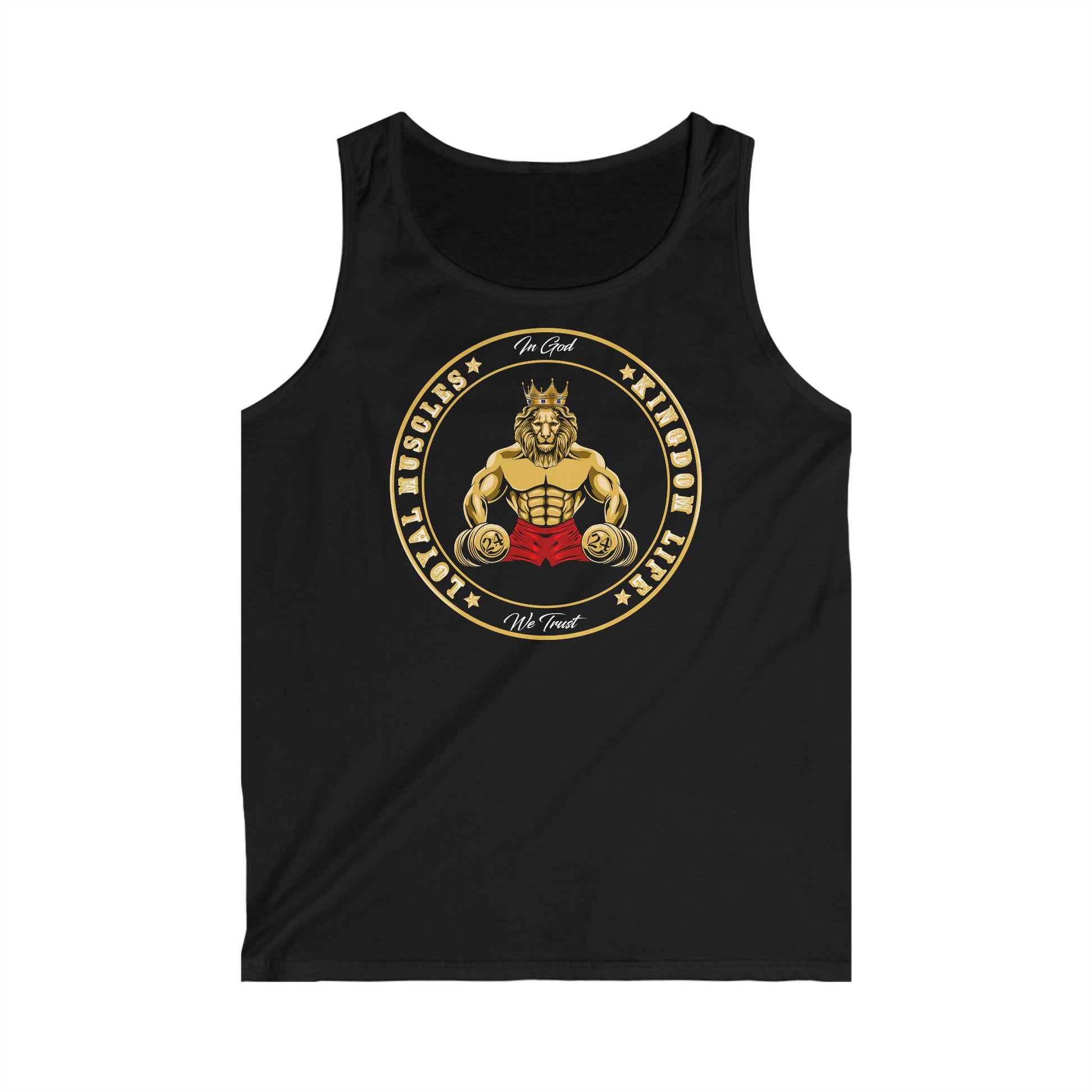 Faithwear men’s tank top with bold LOYAL MUSCLE text – Christian athletic clothing