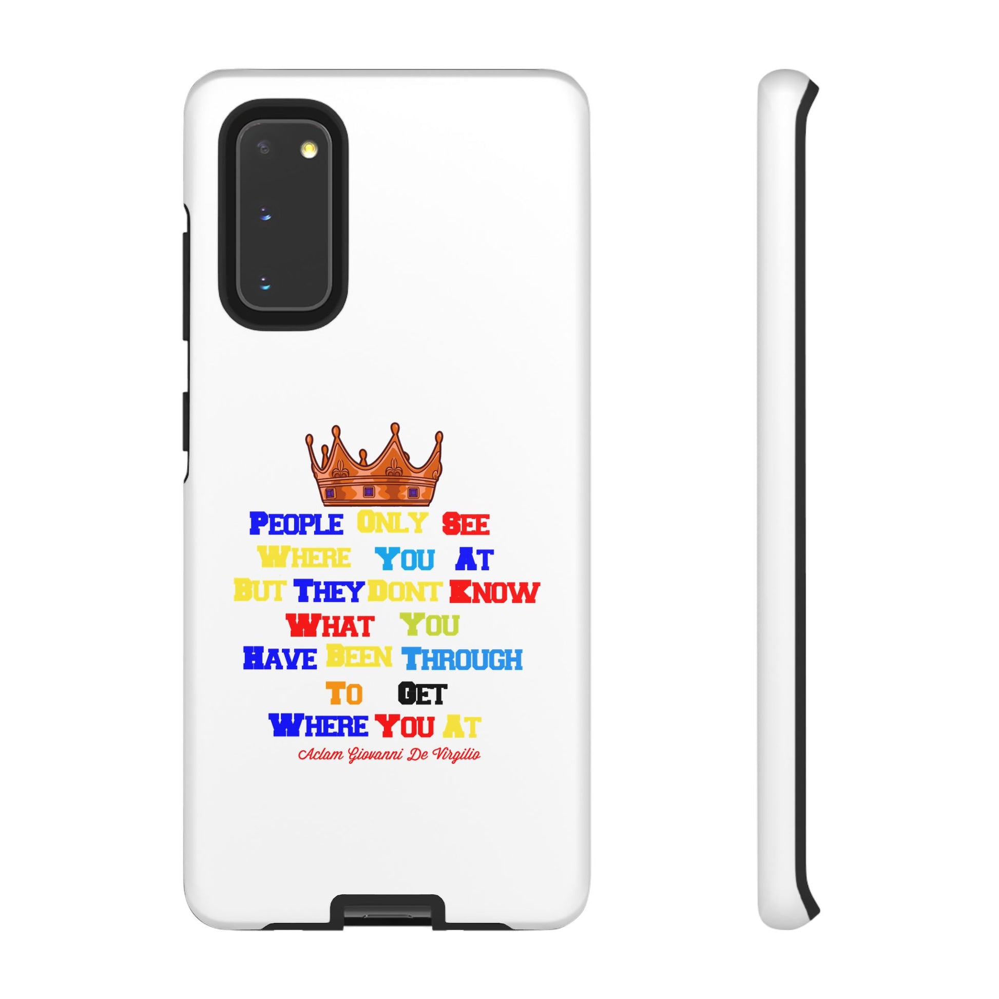 White protective case with BOLD LINES inspiring faith quotes from The Original.