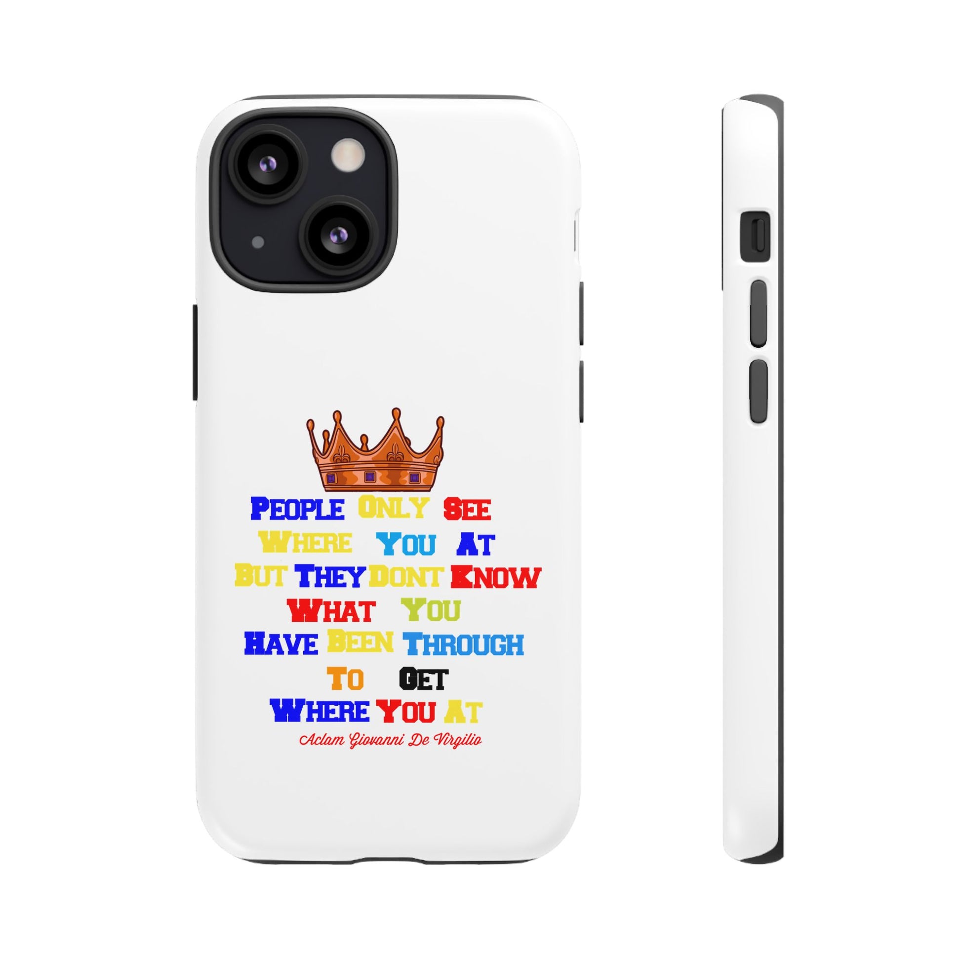 White protective case with BOLD LINES inspiring faith quotes from The Original.