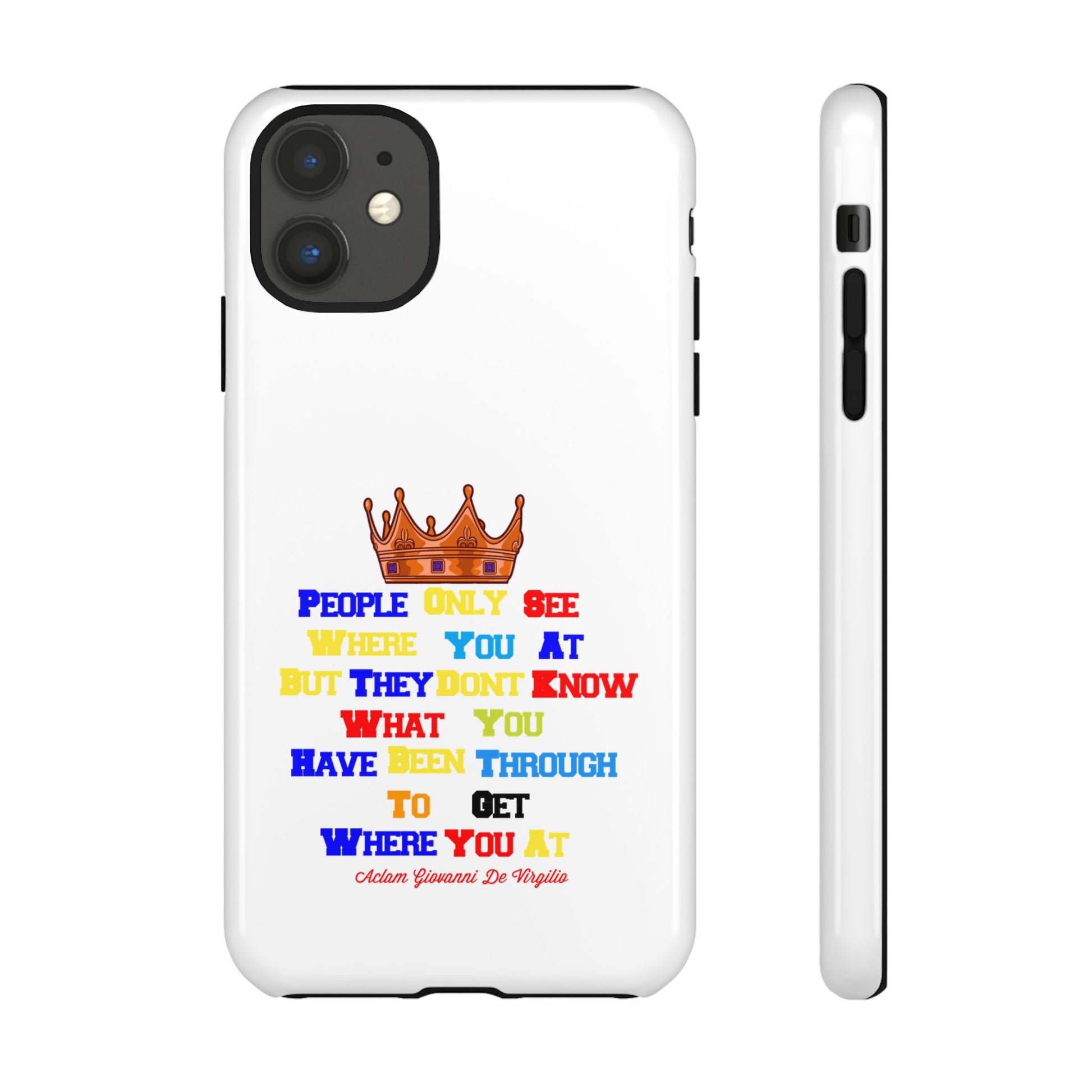 White protective case with BOLD LINES inspiring faith quotes from The Original.