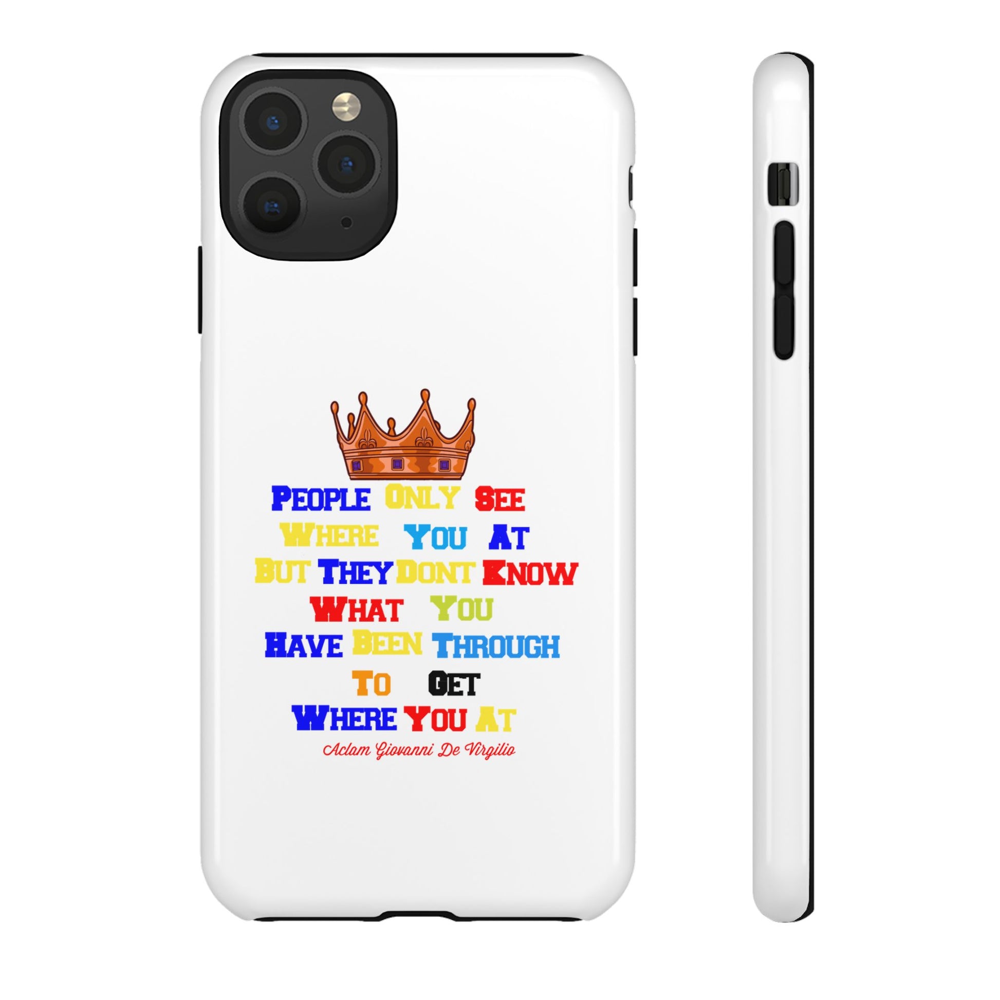 White protective case with BOLD LINES inspiring faith quotes from The Original.