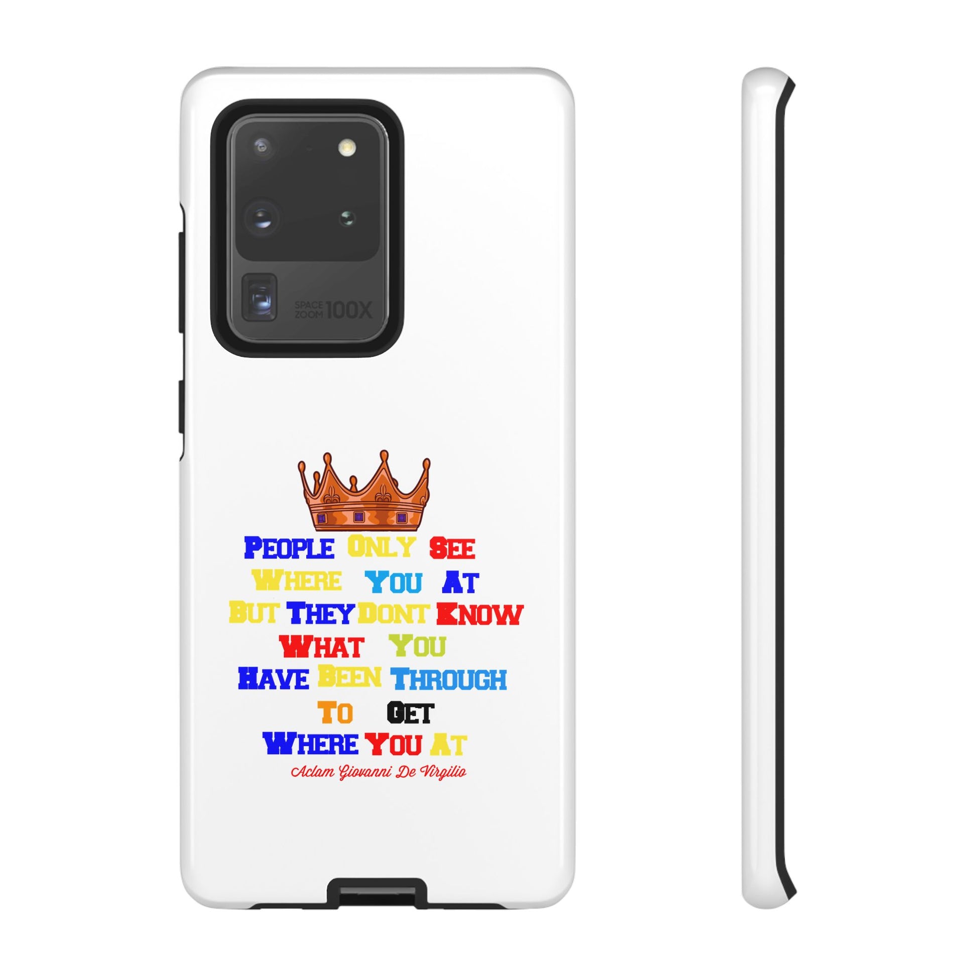 White protective case with BOLD LINES inspiring faith quotes from The Original.
