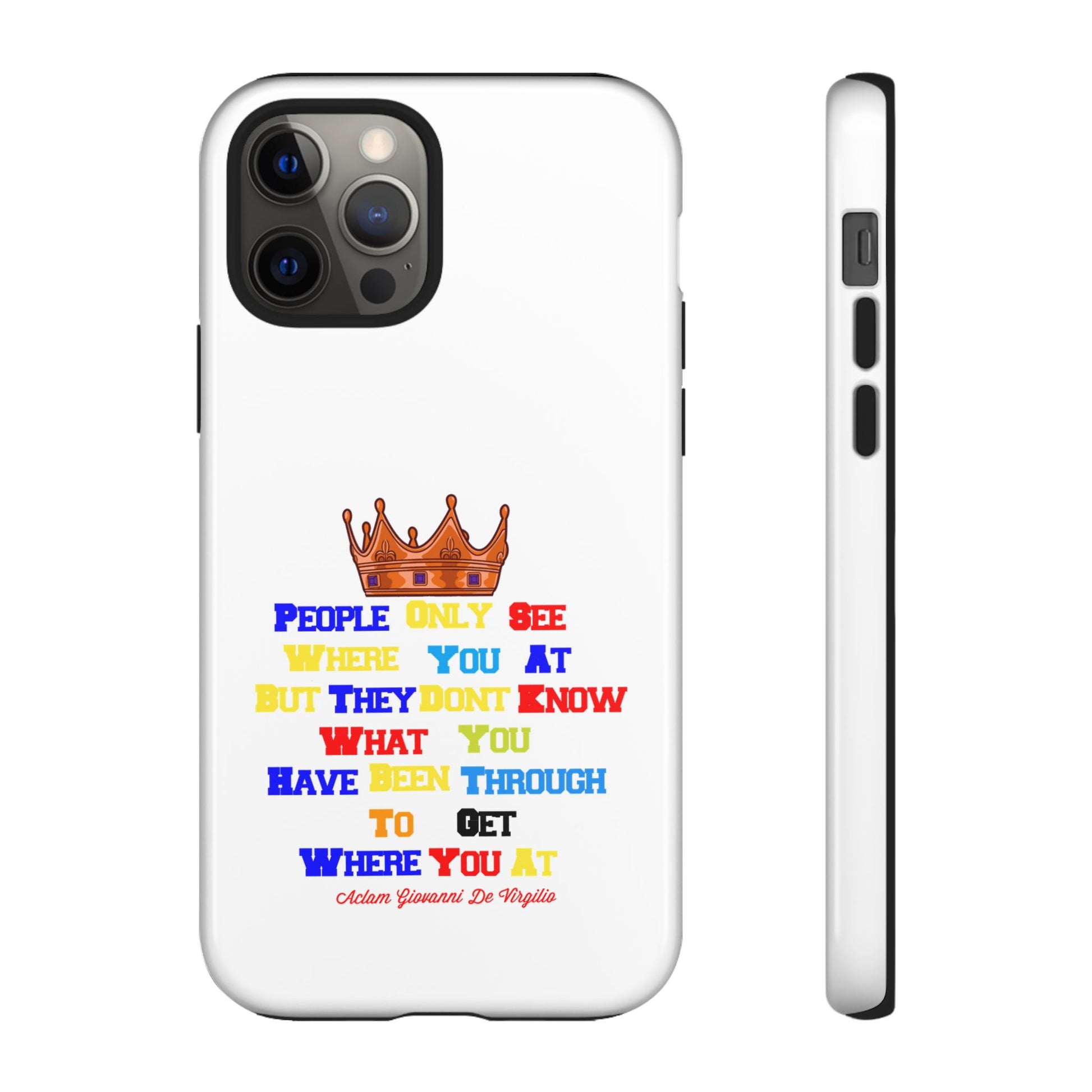White protective case with BOLD LINES inspiring faith quotes from The Original.