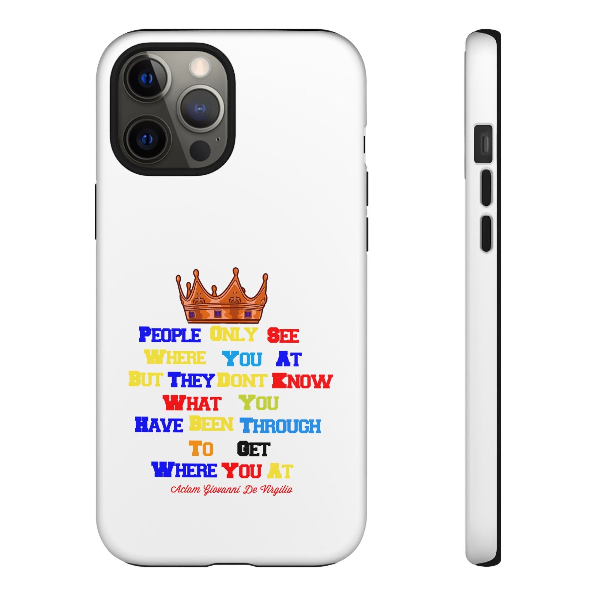 White protective case with BOLD LINES inspiring faith quotes from The Original.