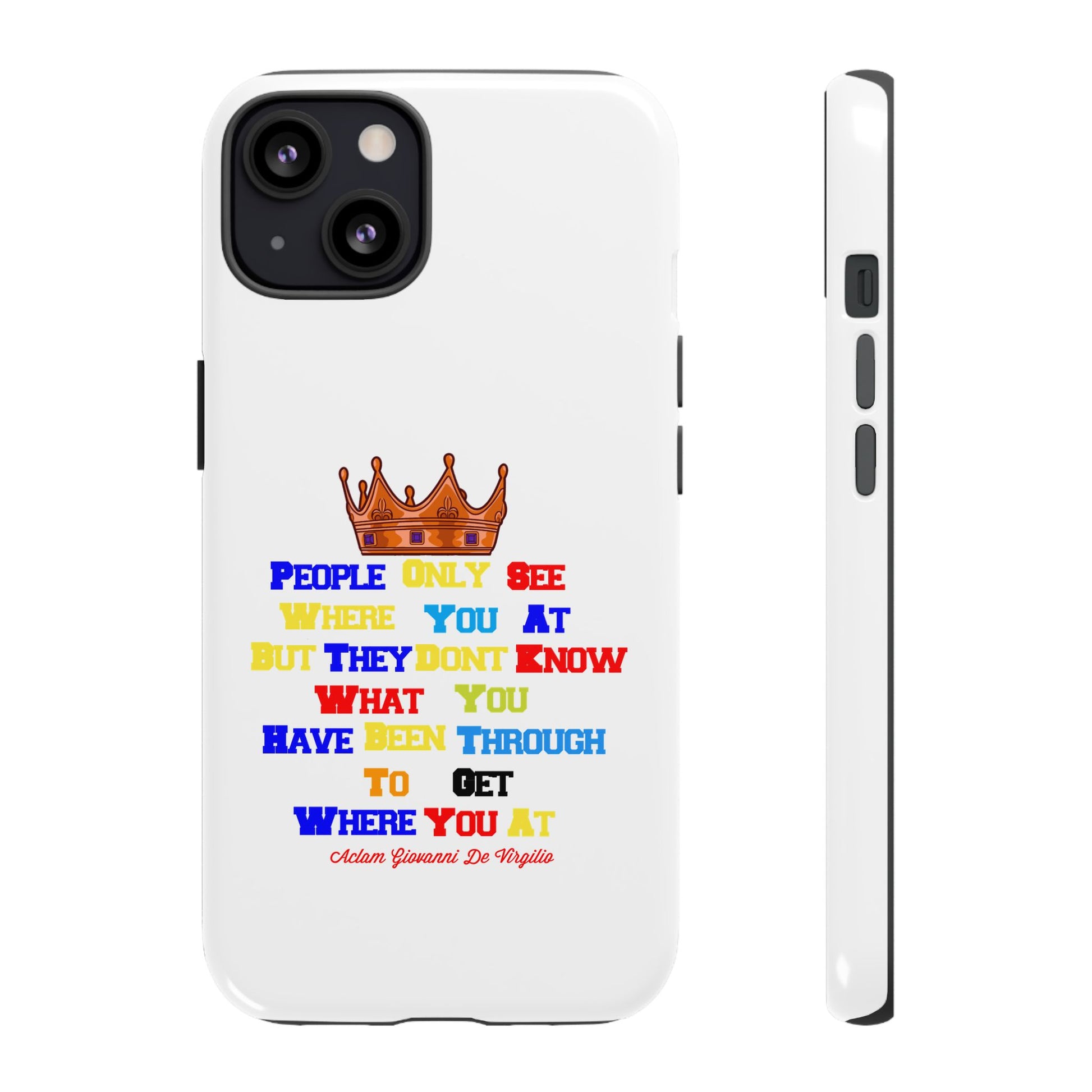 White protective case with BOLD LINES inspiring faith quotes from The Original.