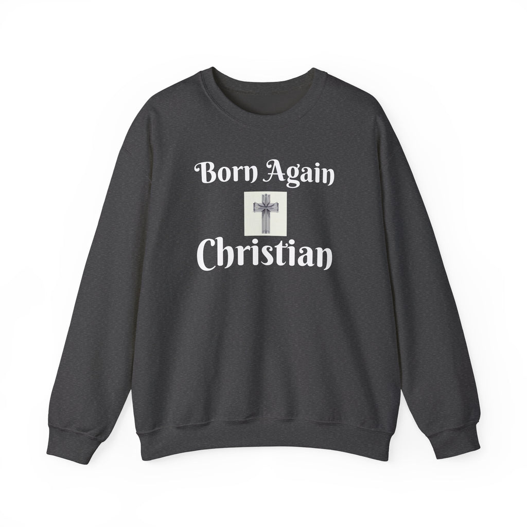 Soft cotton blend Born Again sweatshirt with Bible-inspired design