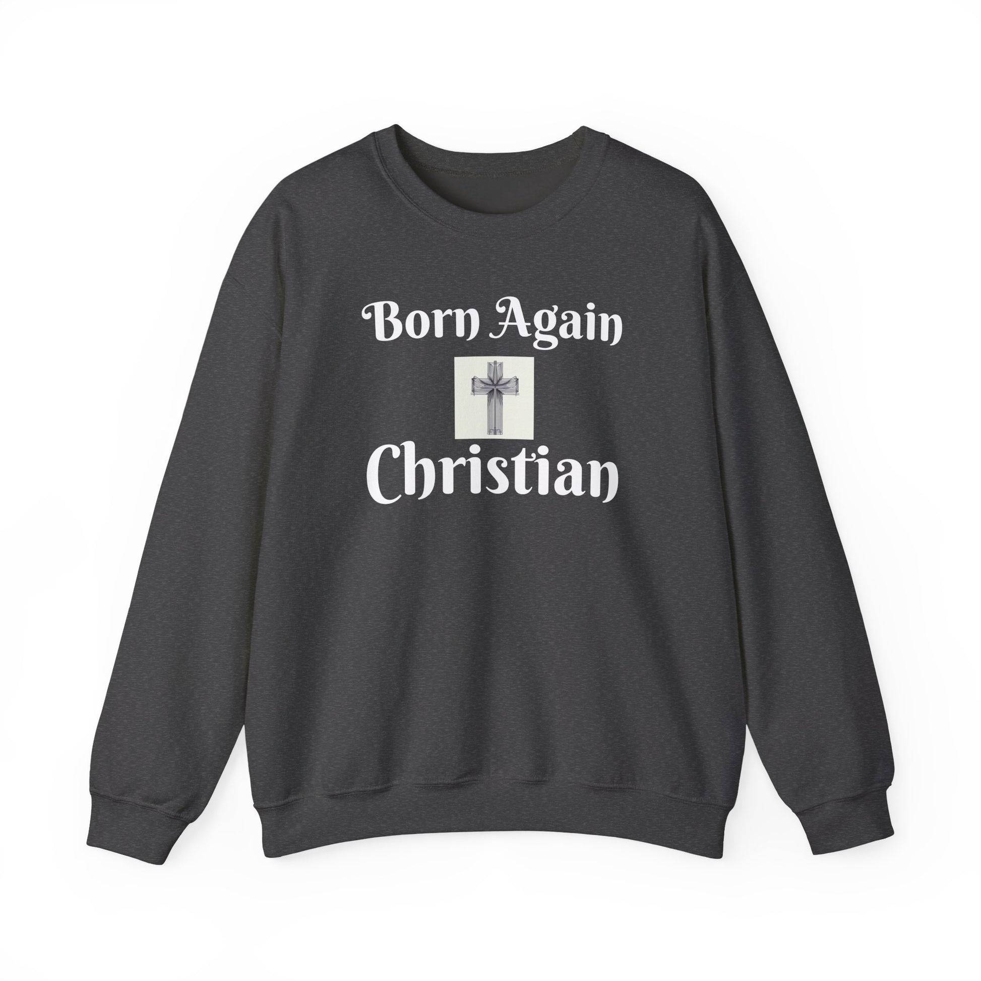 Soft cotton blend Born Again sweatshirt with Bible-inspired design