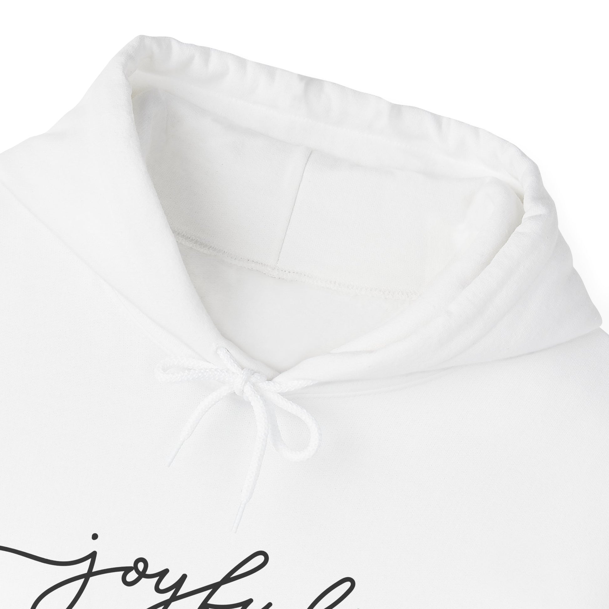Close-up of JOYFUL hoodie – bold Christian statement