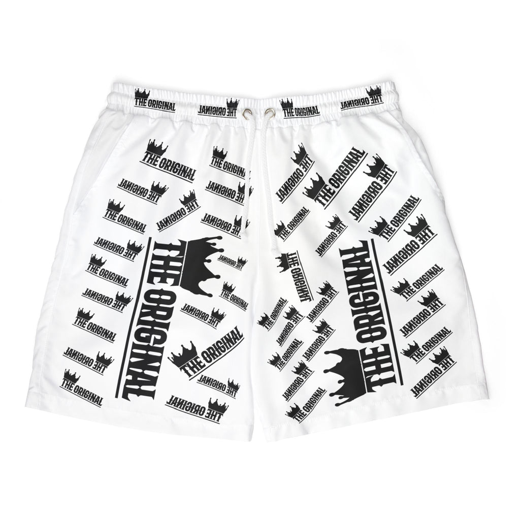 Close-up front of drawstring and mesh lining – Christian swim shorts for men