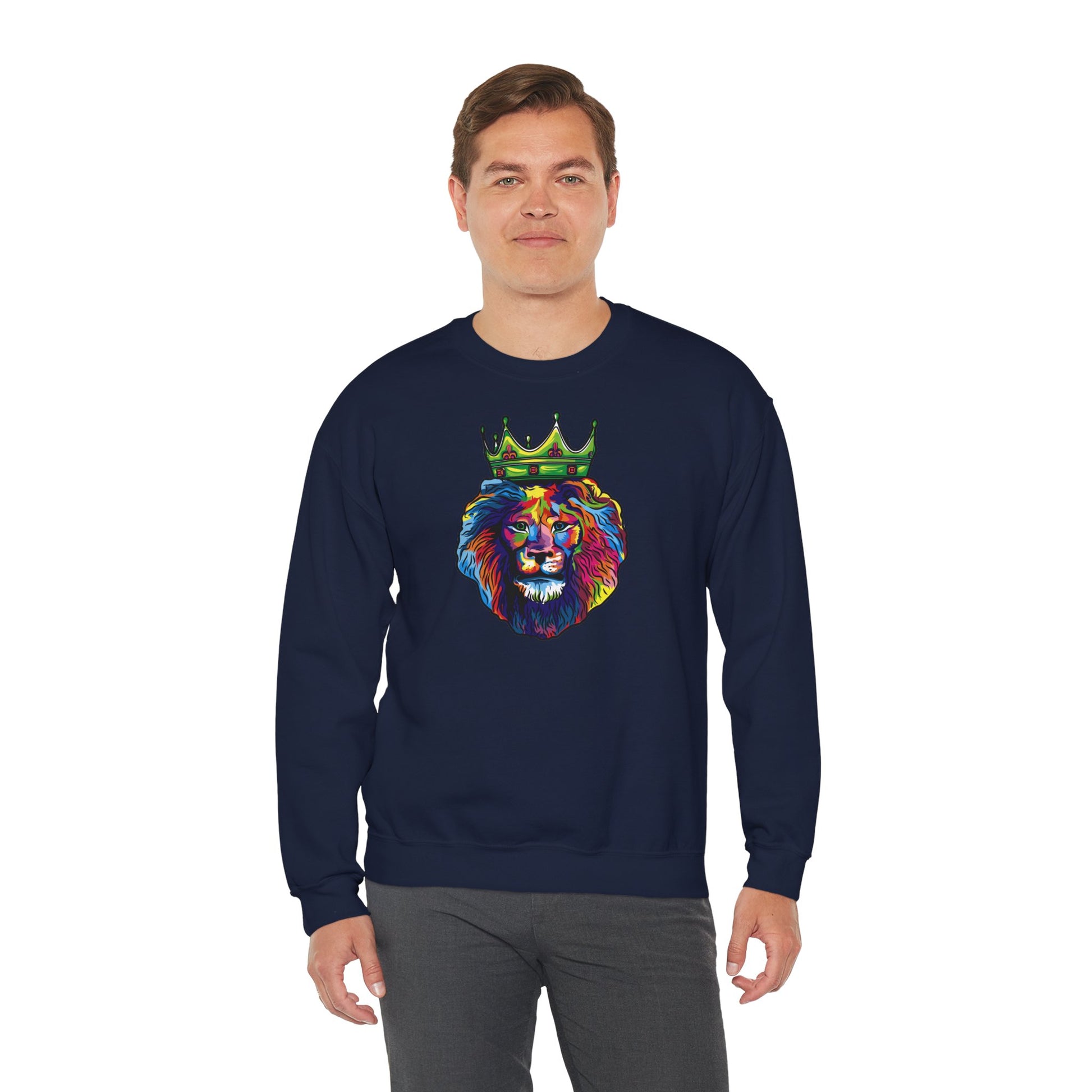 Cozy crewneck sweatshirt with vibrant lion - COLOR LION, Faithwear