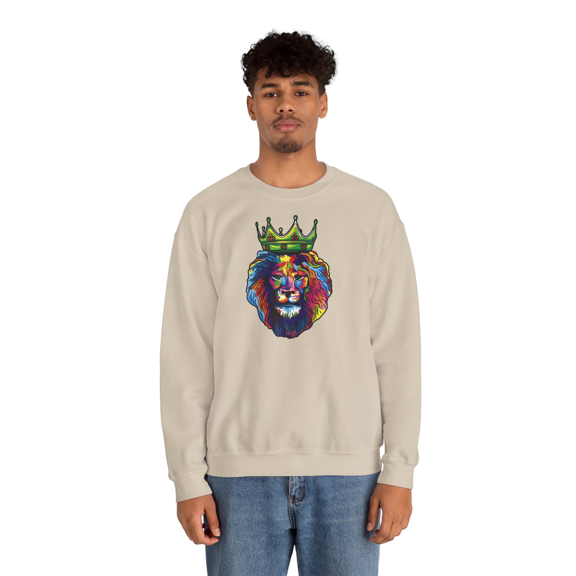 On model faith-inspired men’s sweatshirt Color Lion print from The Original