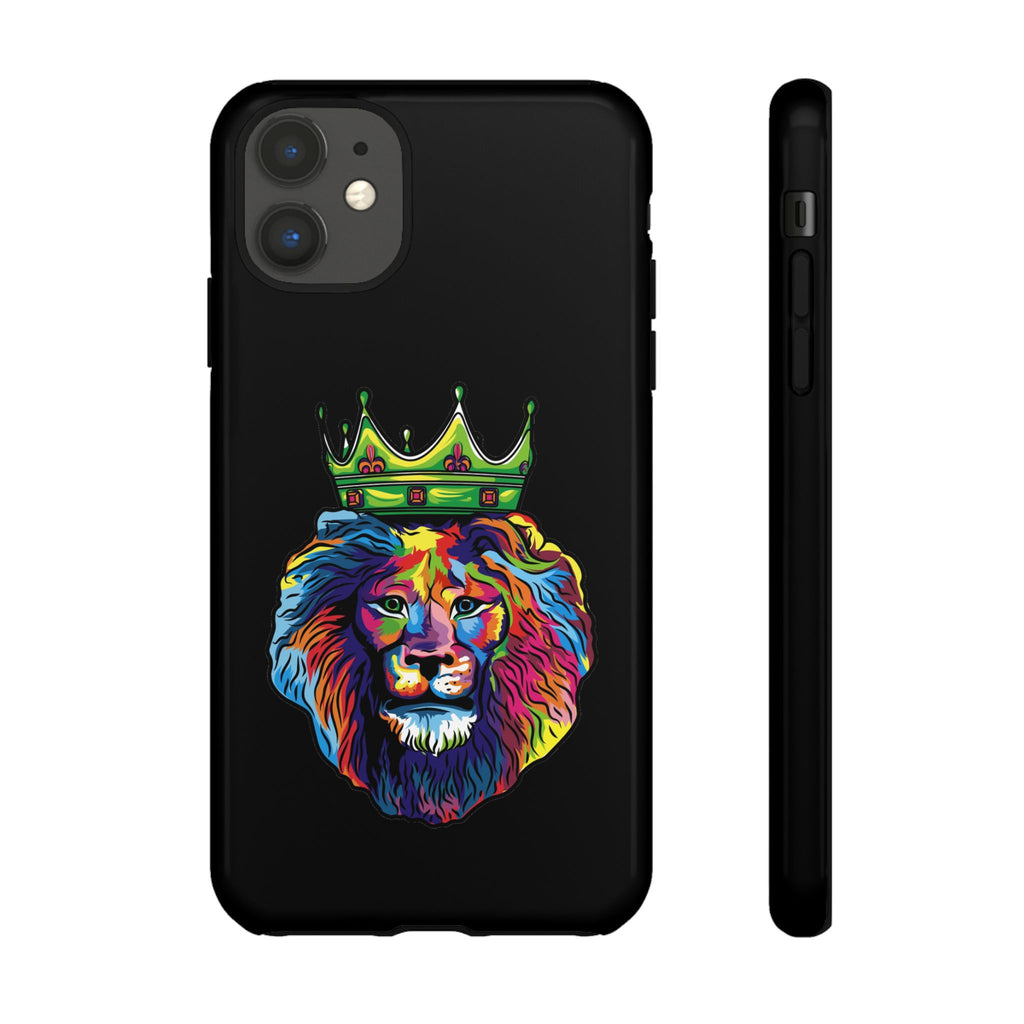 Black COLOR LION Christian phone case – bold faith-inspired lion design for strength and joy