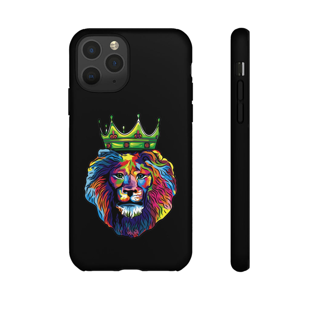 Durable black smartphone case with COLOR LION – vibrant Christian symbol of Jesus-given courage