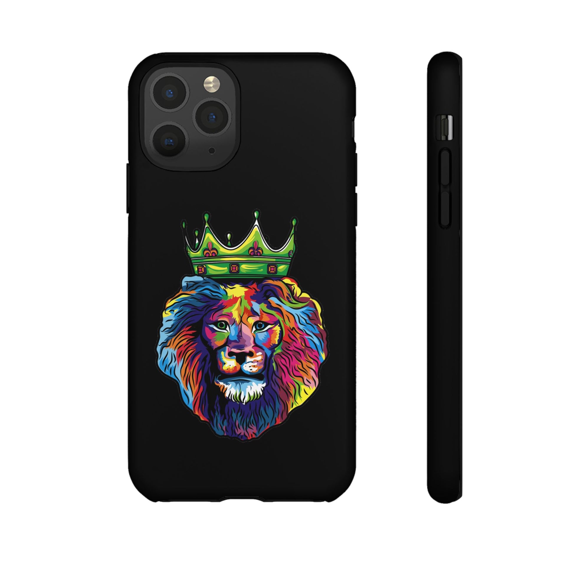 Durable black smartphone case with COLOR LION – vibrant Christian symbol of Jesus-given courage
