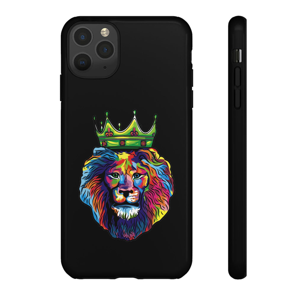 Durable black smartphone case with COLOR LION – vibrant Christian symbol of Jesus-given courage