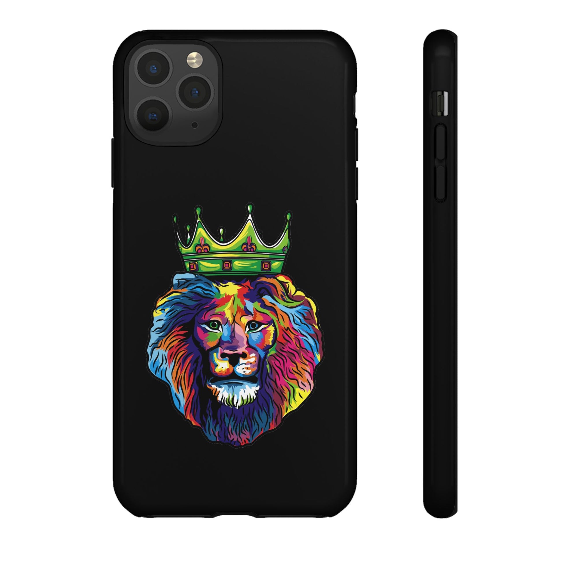 Durable black smartphone case with COLOR LION – vibrant Christian symbol of Jesus-given courage