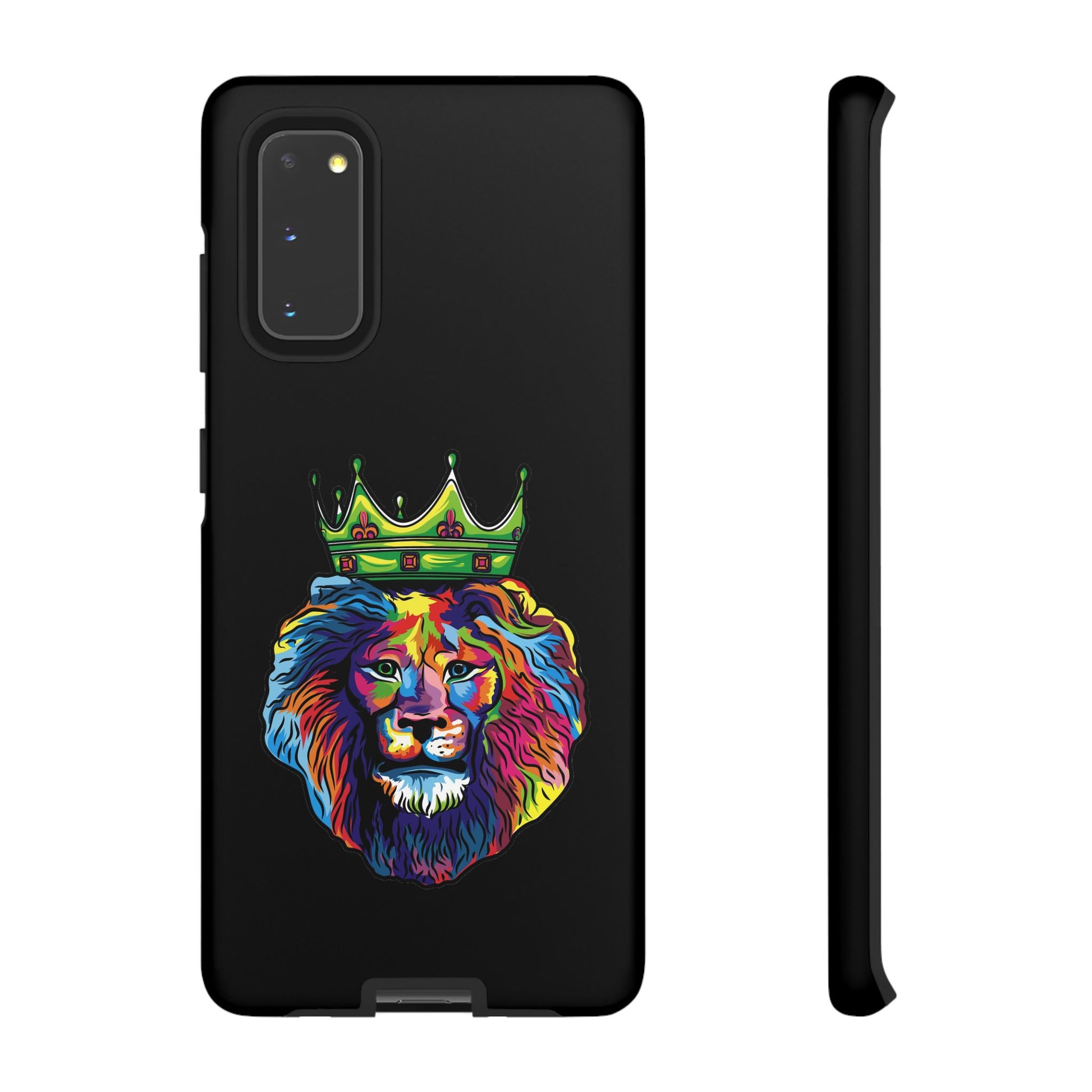 Durable black smartphone case with COLOR LION – vibrant Christian symbol of Jesus-given courage