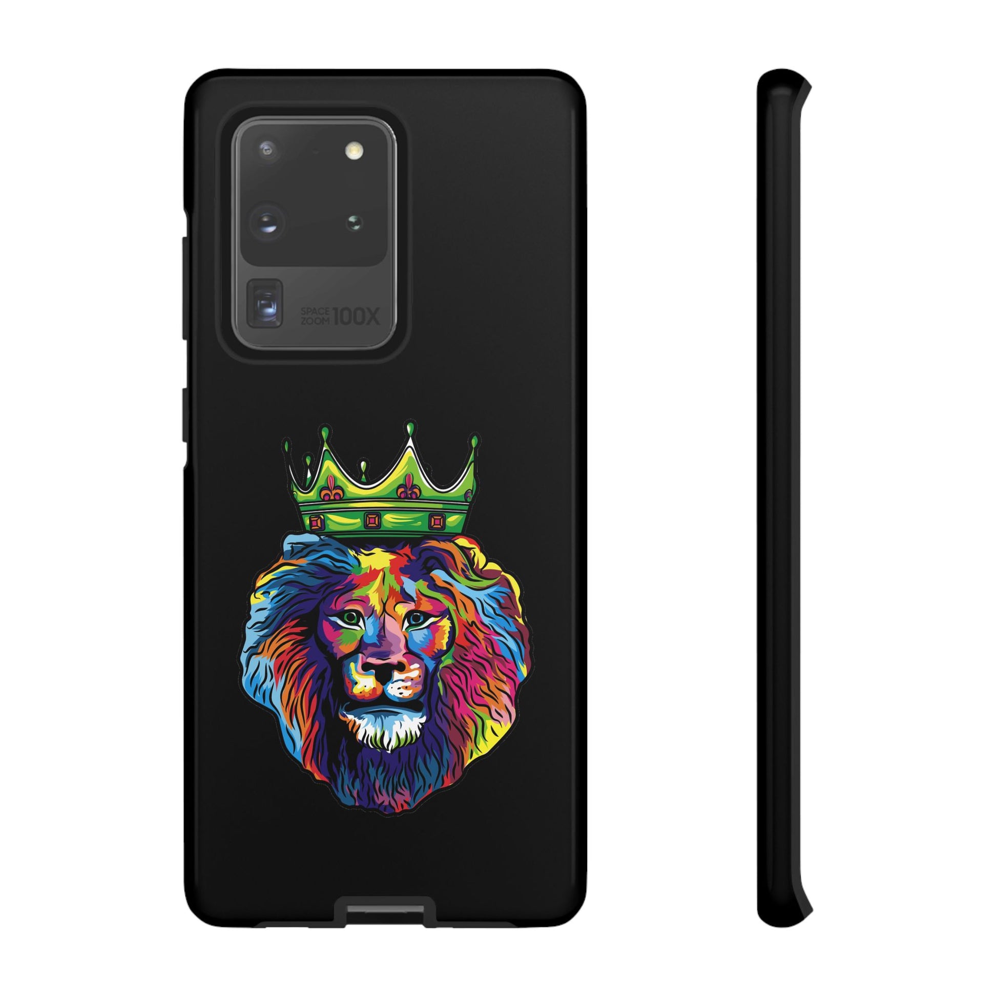 Durable black smartphone case with COLOR LION – vibrant Christian symbol of Jesus-given courage